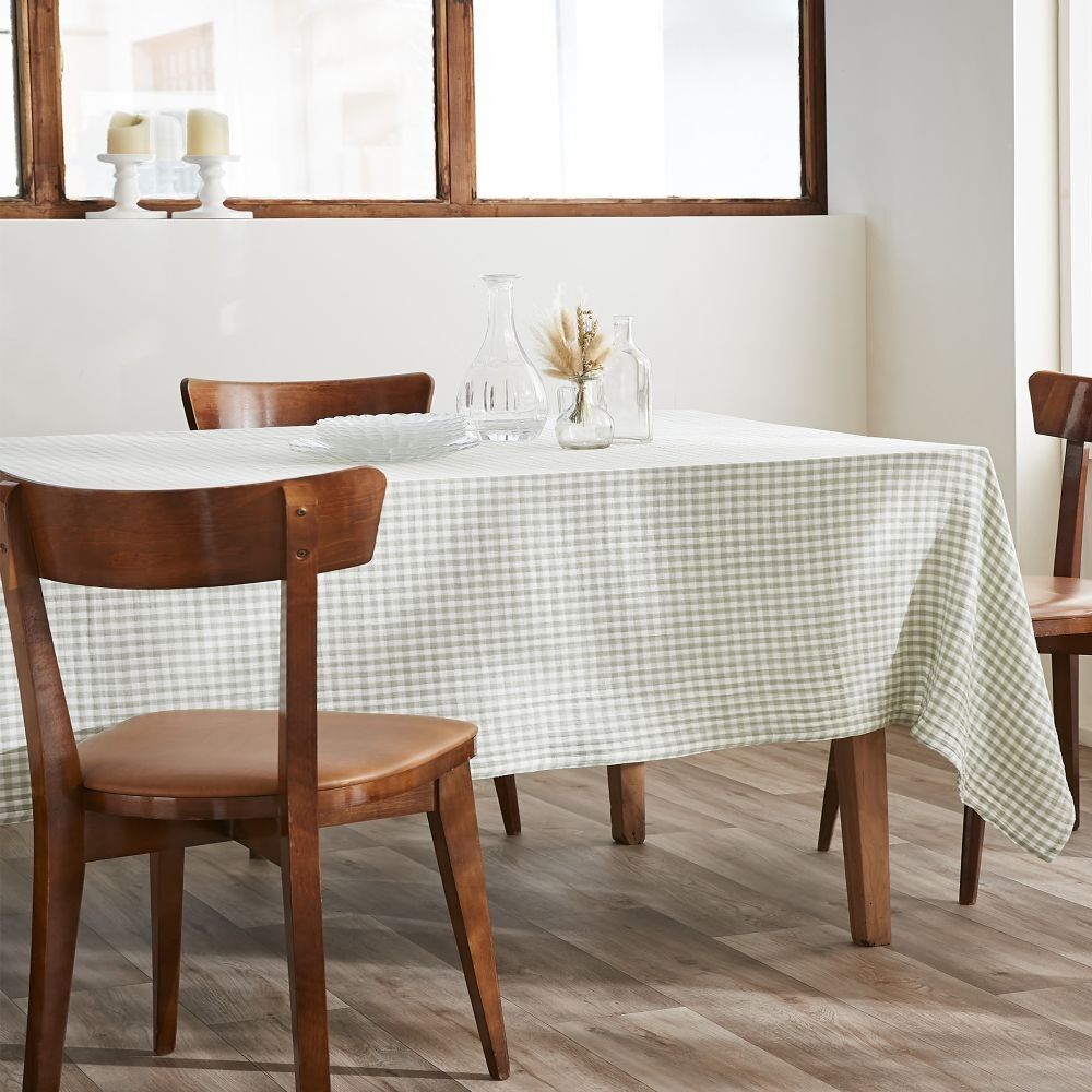 Rectangular tablecloth 150x250 cm Cotton Gauze Quadri Eucalyptus