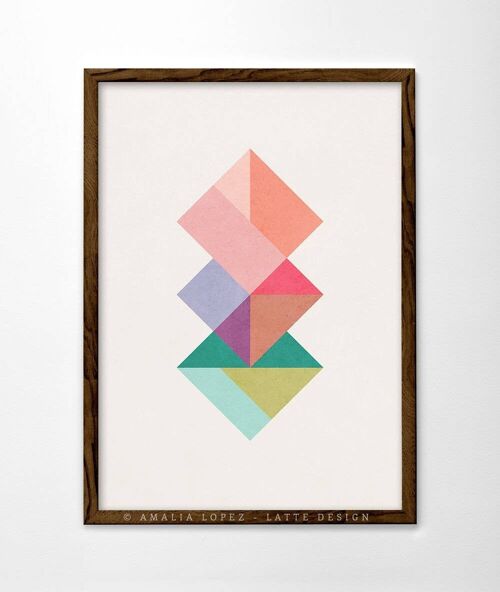 Interlaced Squares 5 Art Print. Geometric print__A3 (11.7'' x 16.5’’)