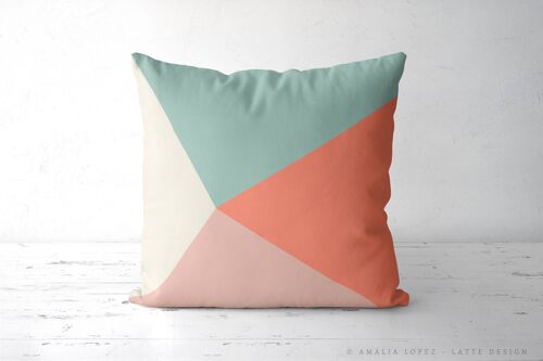 Teal and Peach Geometric Throw pillow