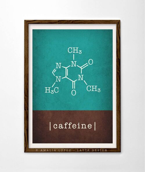 Caffeine molecule Art print__A3 (11.7'' x 16.5’’)