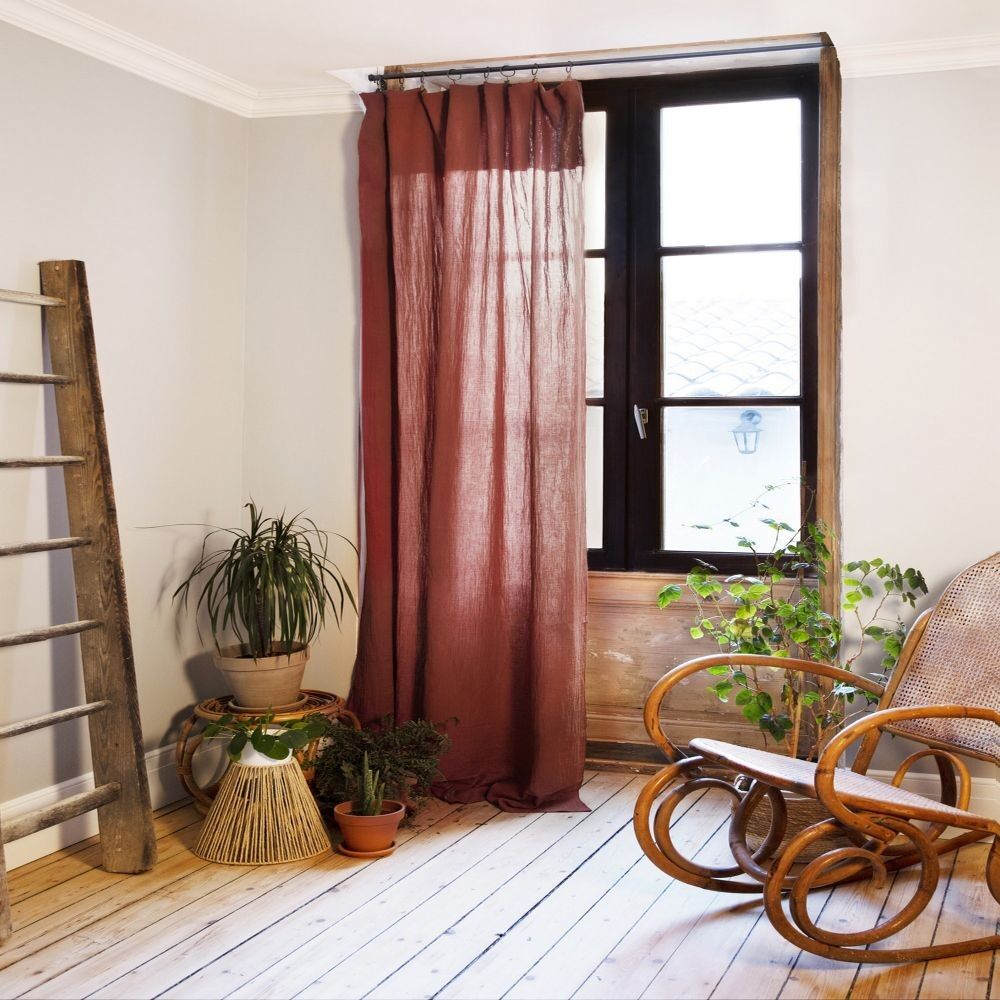 Adjustable curtain 140x300 cm Terracotta cotton gauze