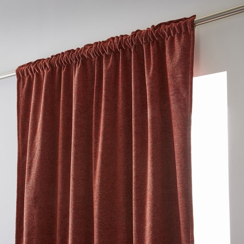 Curtain with pleated trim and fleece 140x260 Polyester Terra