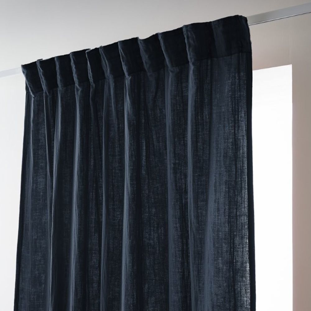 Gathered ribbon curtain 140x240 cm Midnight Cotton Gauze
