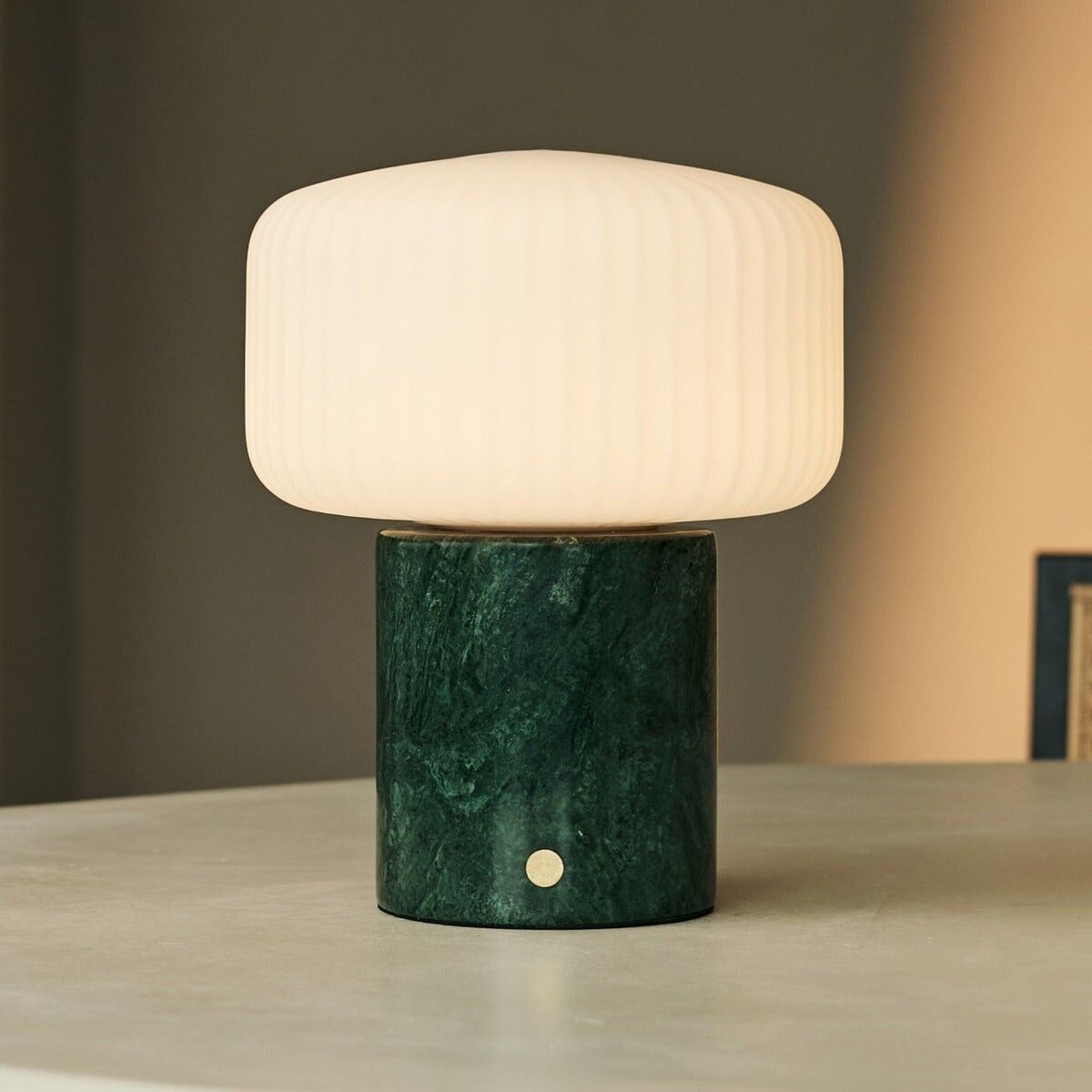 Renoir Green / Verde Alpi – Marble Rechargeable Table Lamp – Cordless, USB Rechargeable & Up to 100 Hours of Illumination