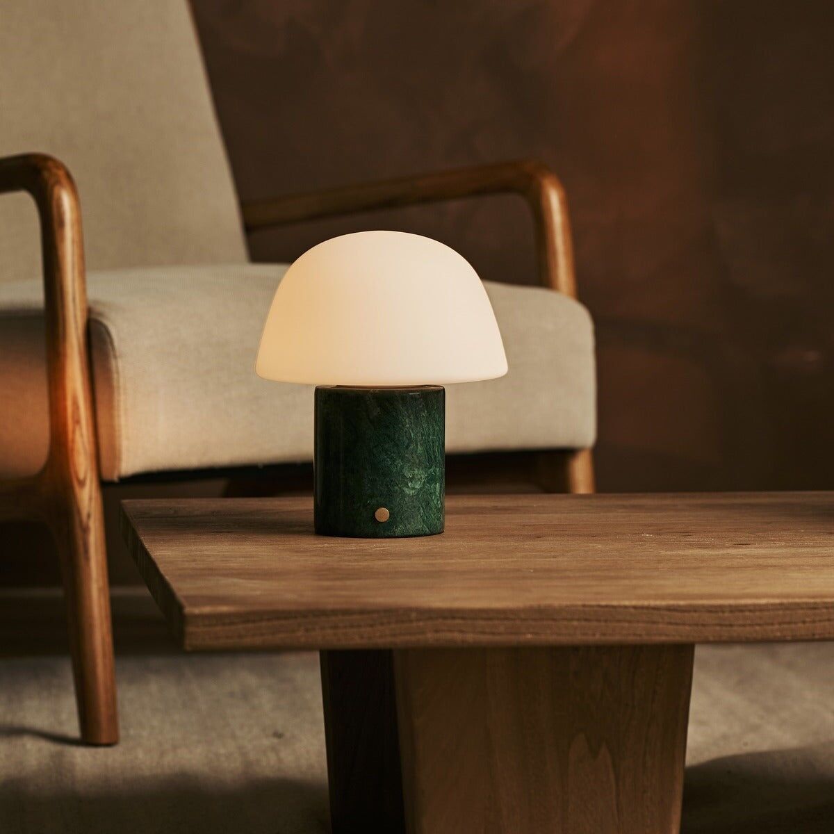 Maes Green / Verde Alpi – Elegant Marble Rechargeable Table Lamp, Up to 100 Hours of Illumination, Stylish and Functional