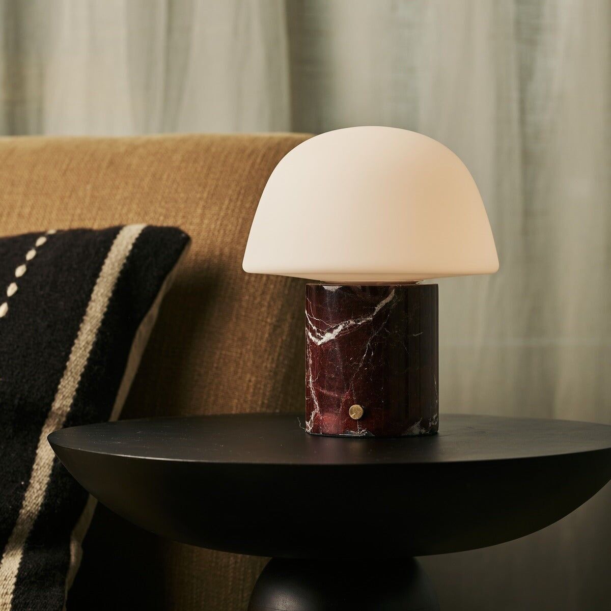 Maes Red / Rosso Levanto – Elegant Marble Rechargeable Table Lamp, Up to 100 Hours of Illumination, Stylish and Functional