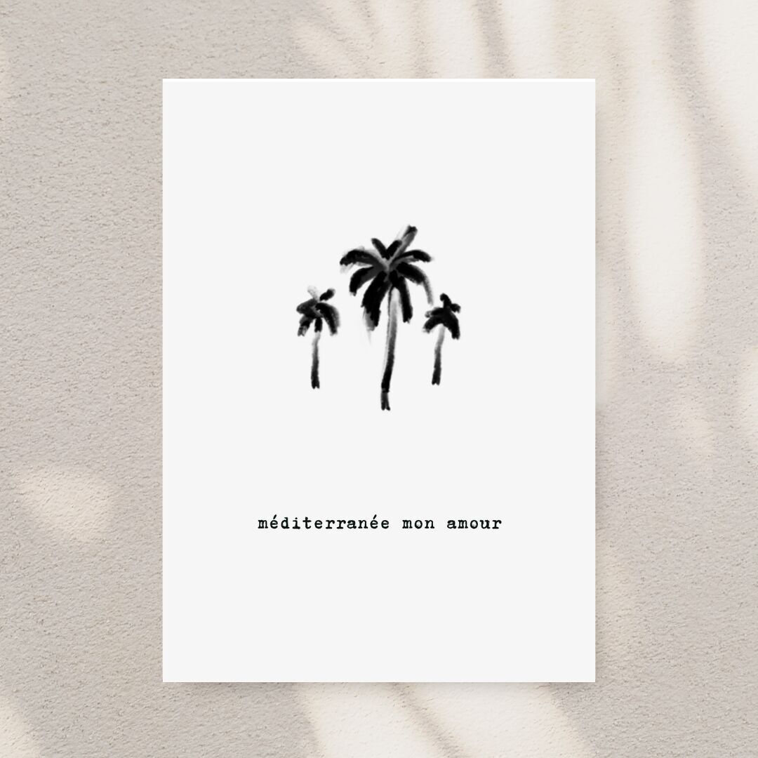Méditerranée mon amour (A5, A6) - Illustration Minimal Sud - Cartes et posters dèco ensoleillée