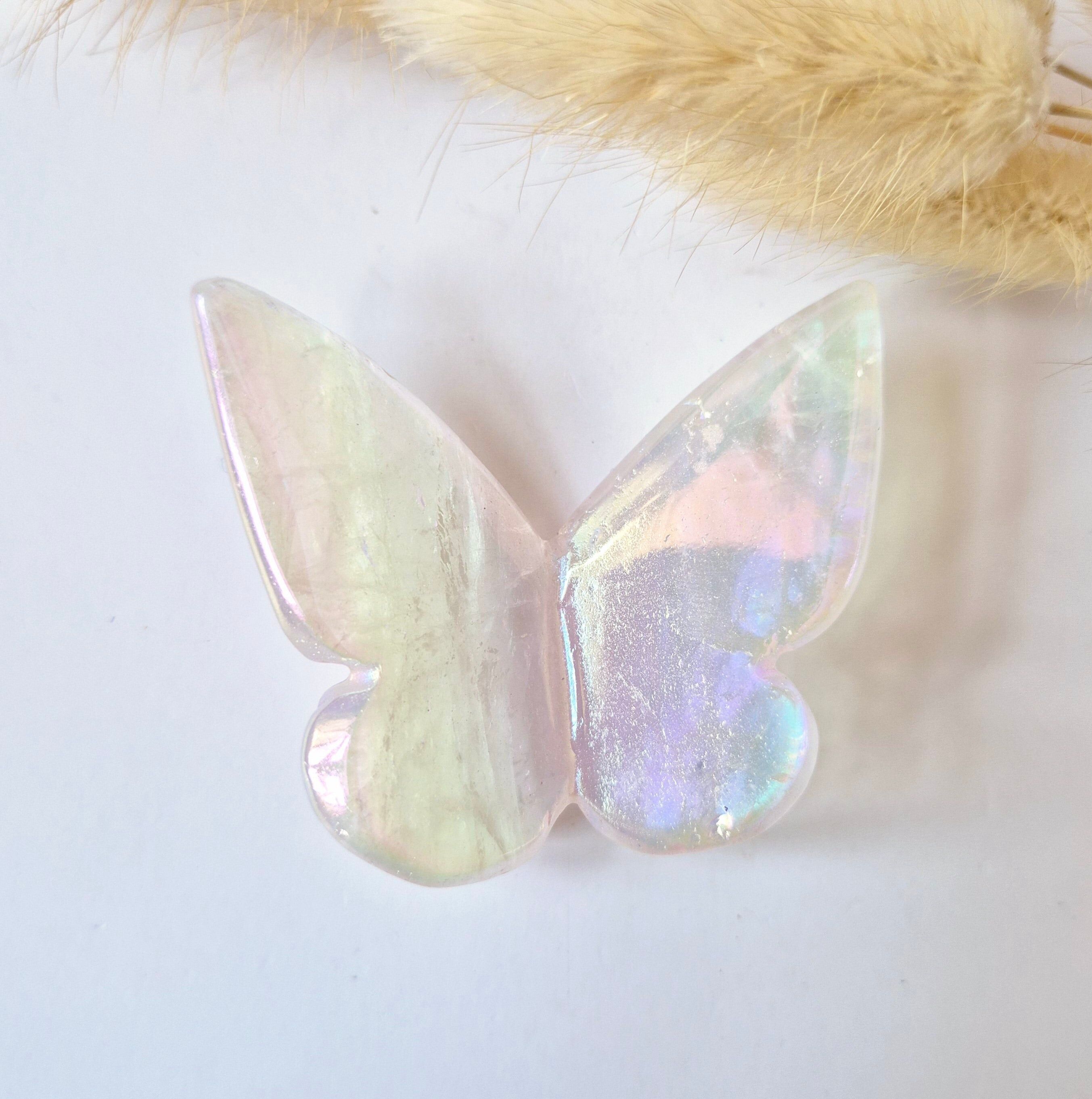 Papillon Aura Ange Gemme 6x5 cm – Quartz Rose