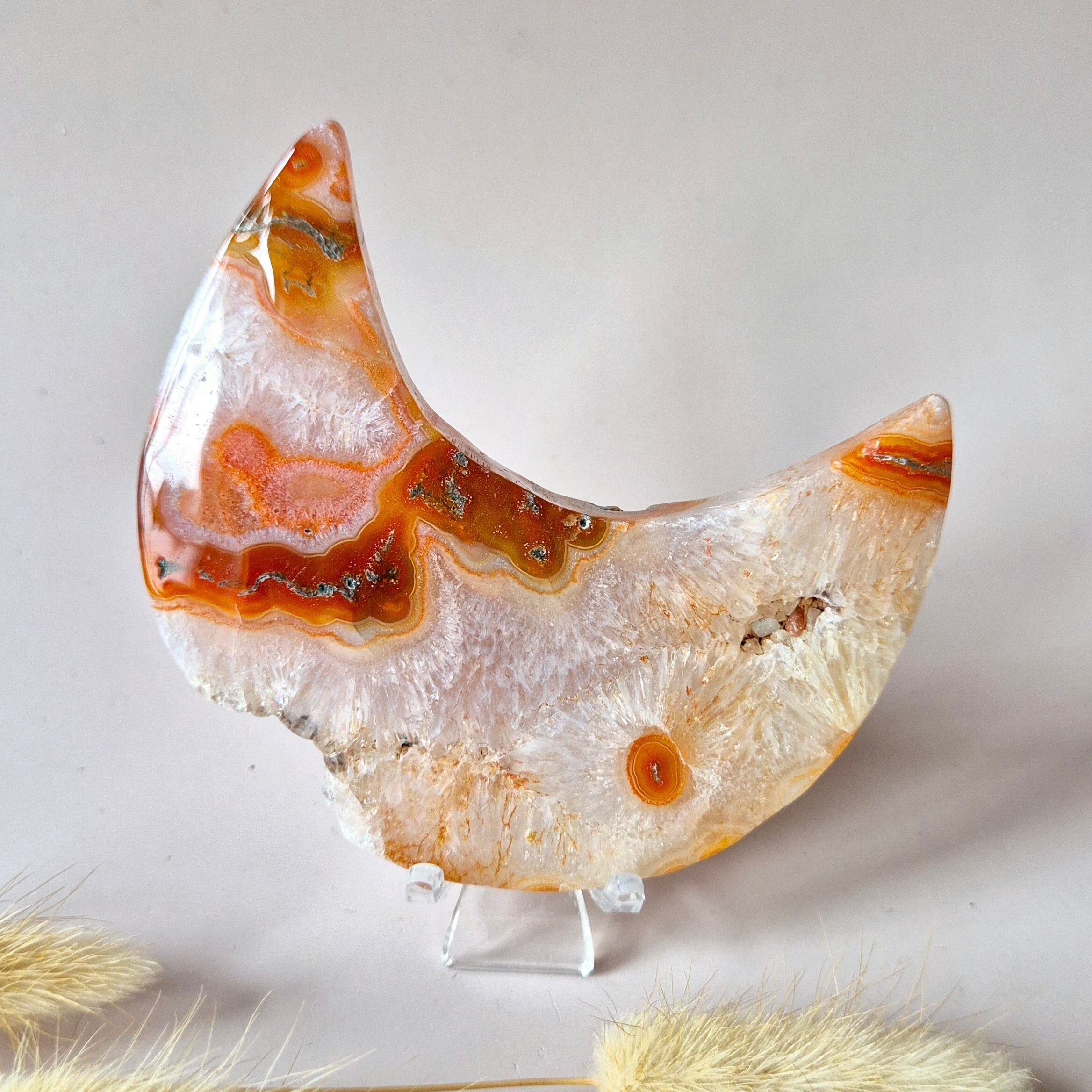 Agata muschiata rossa Druzy Moon (8-10 cm) su supporto – #50