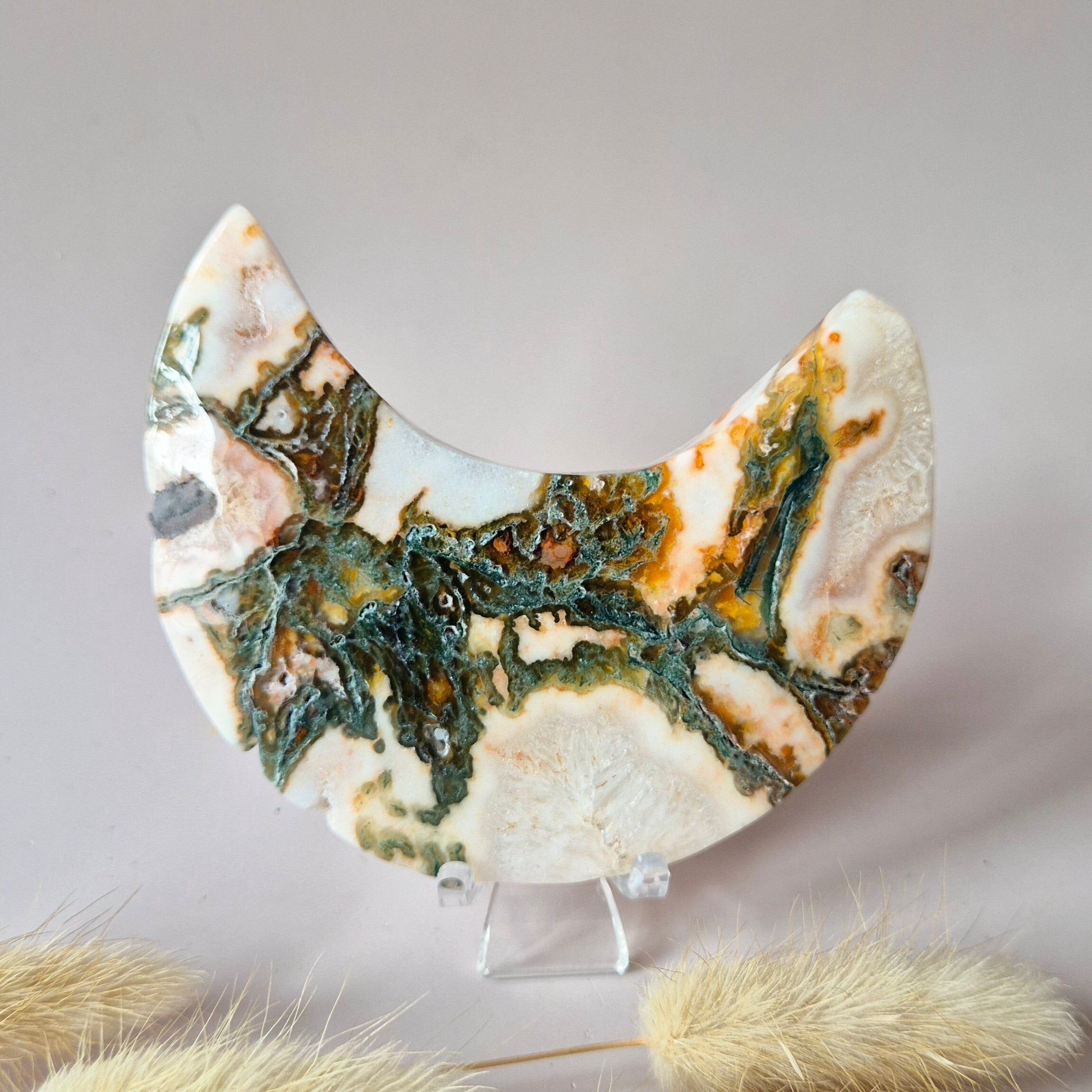 Agata muschiata rossa Druzy Moon (8-10 cm) su supporto – #51