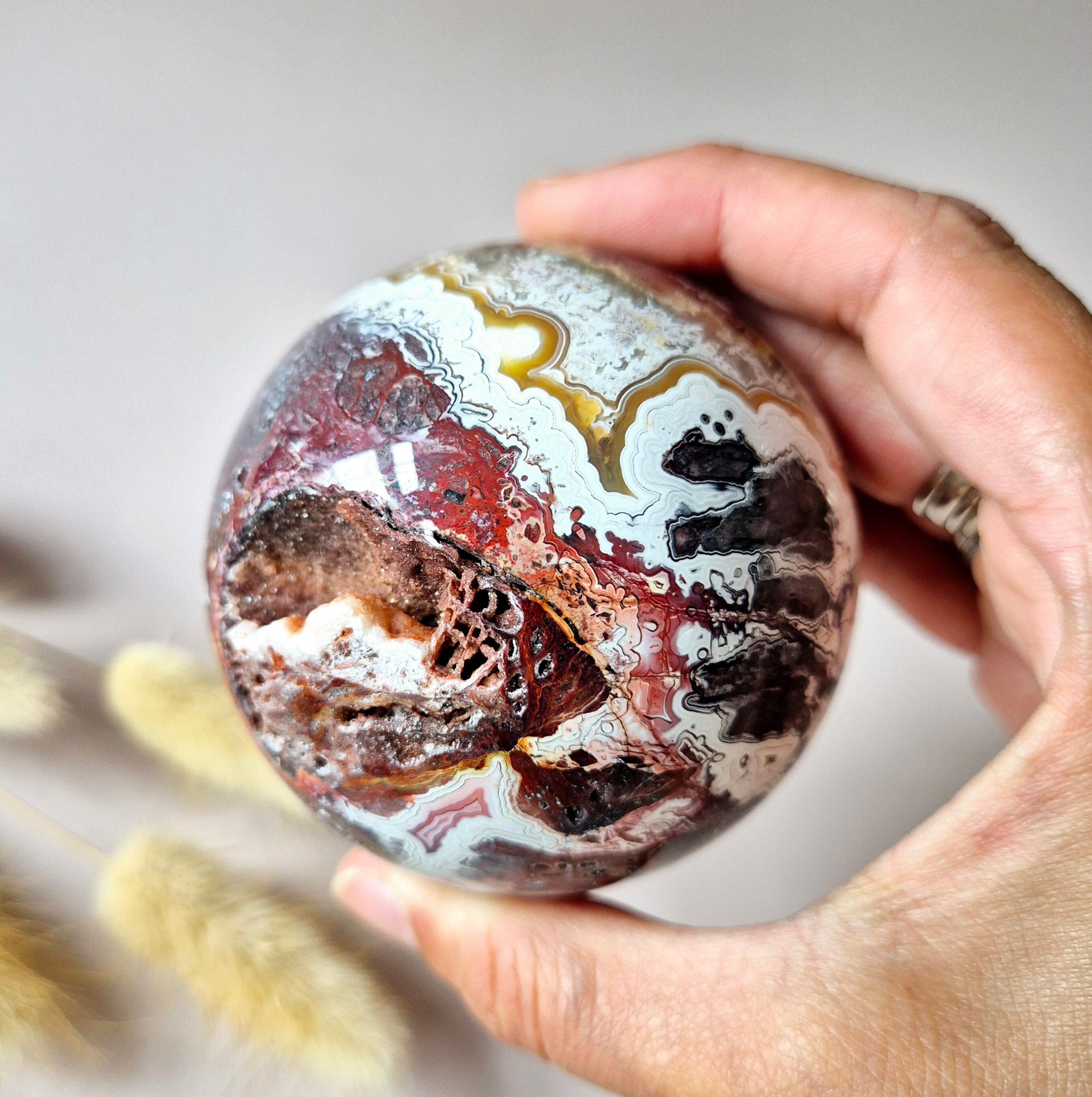 Boule de cristal Druzy Crazy Mexican Agate 70 mm (440 g)