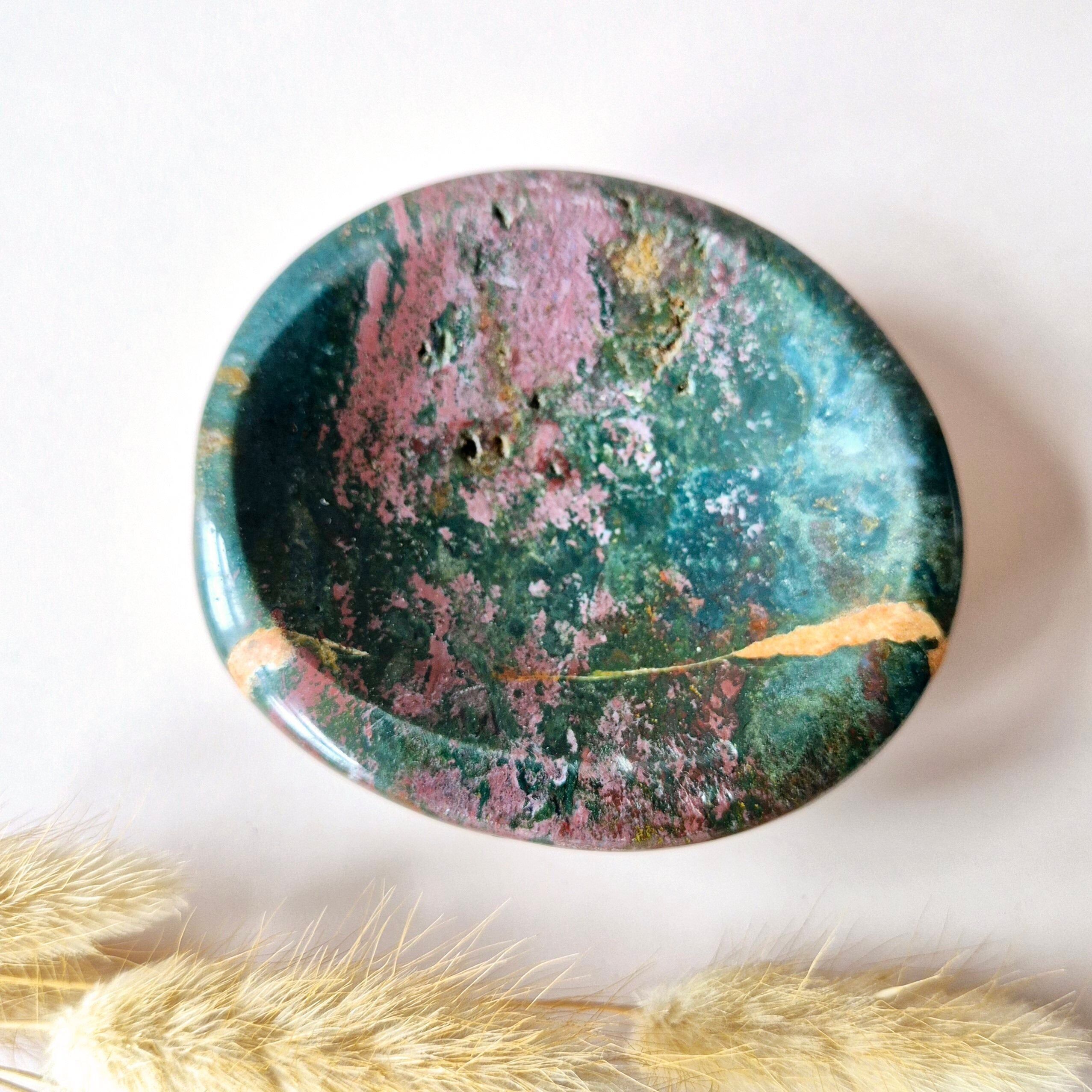 XL Ocean Jasper bowl – Hand-cut gemstone bowl #3 – 309 grams