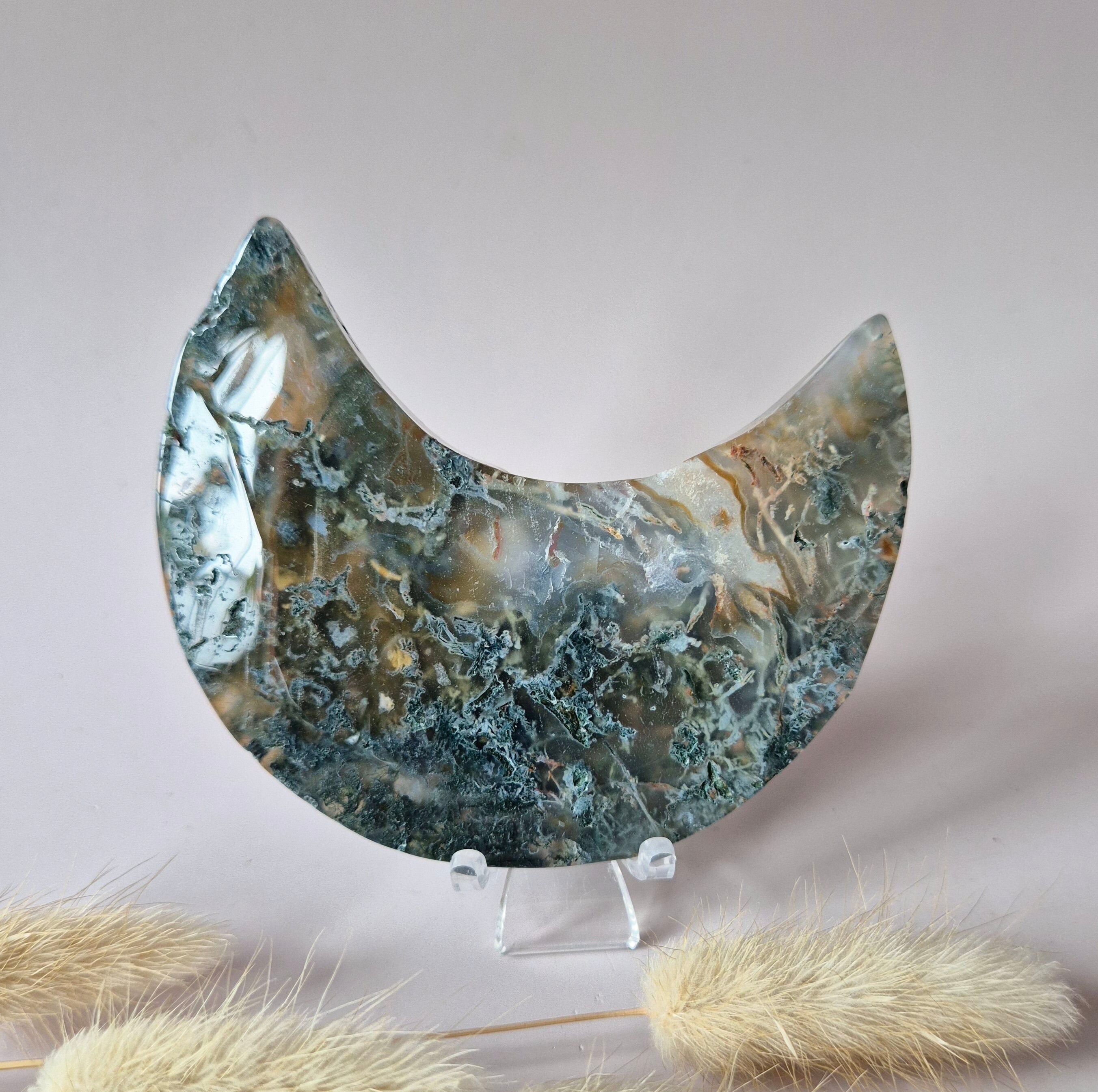 Agata muschiata rossa Druzy Moon (8-10 cm) su supporto – #31