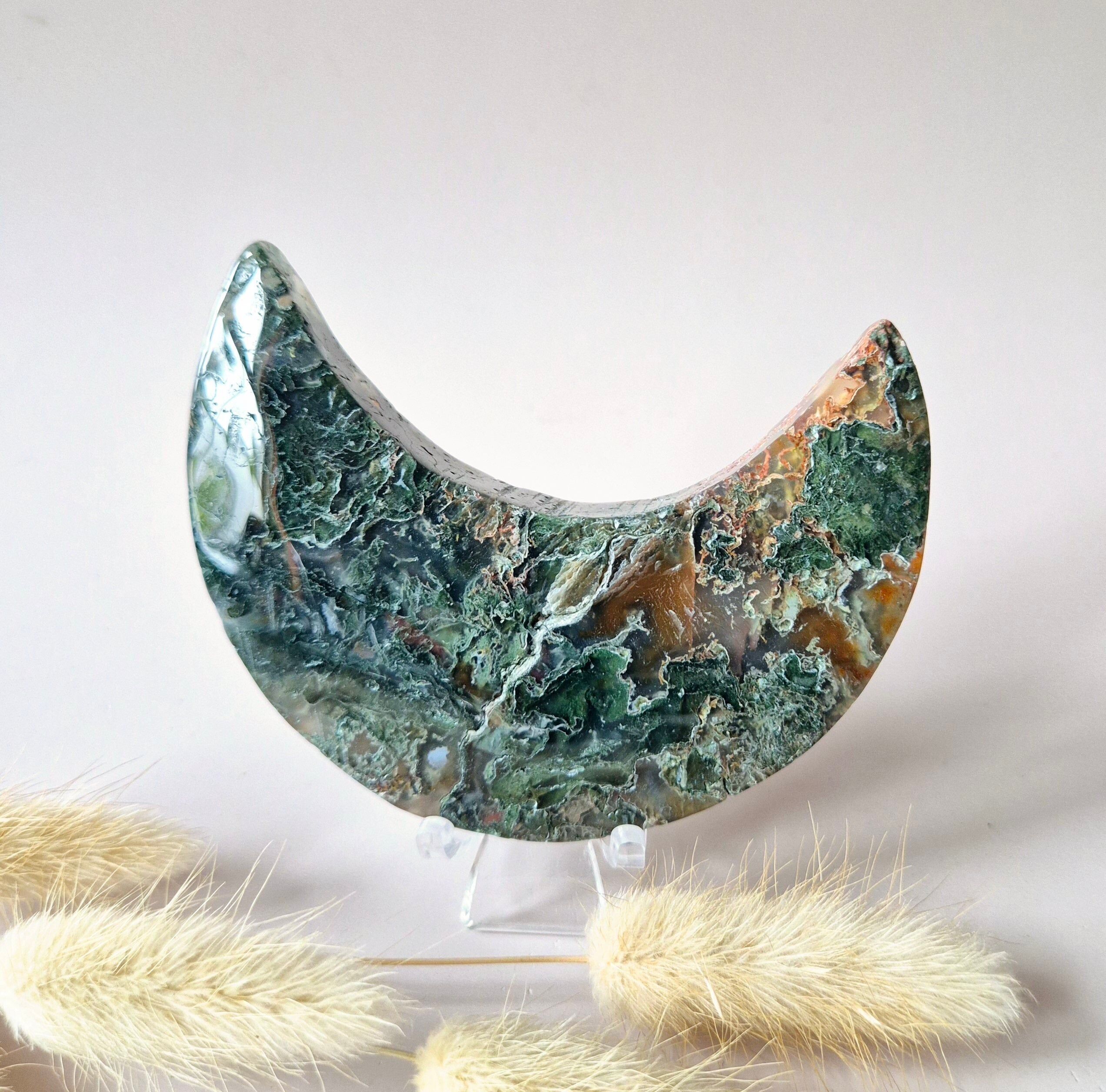 Agata muschiata rossa Druzy Moon (8-10 cm) su supporto – #29