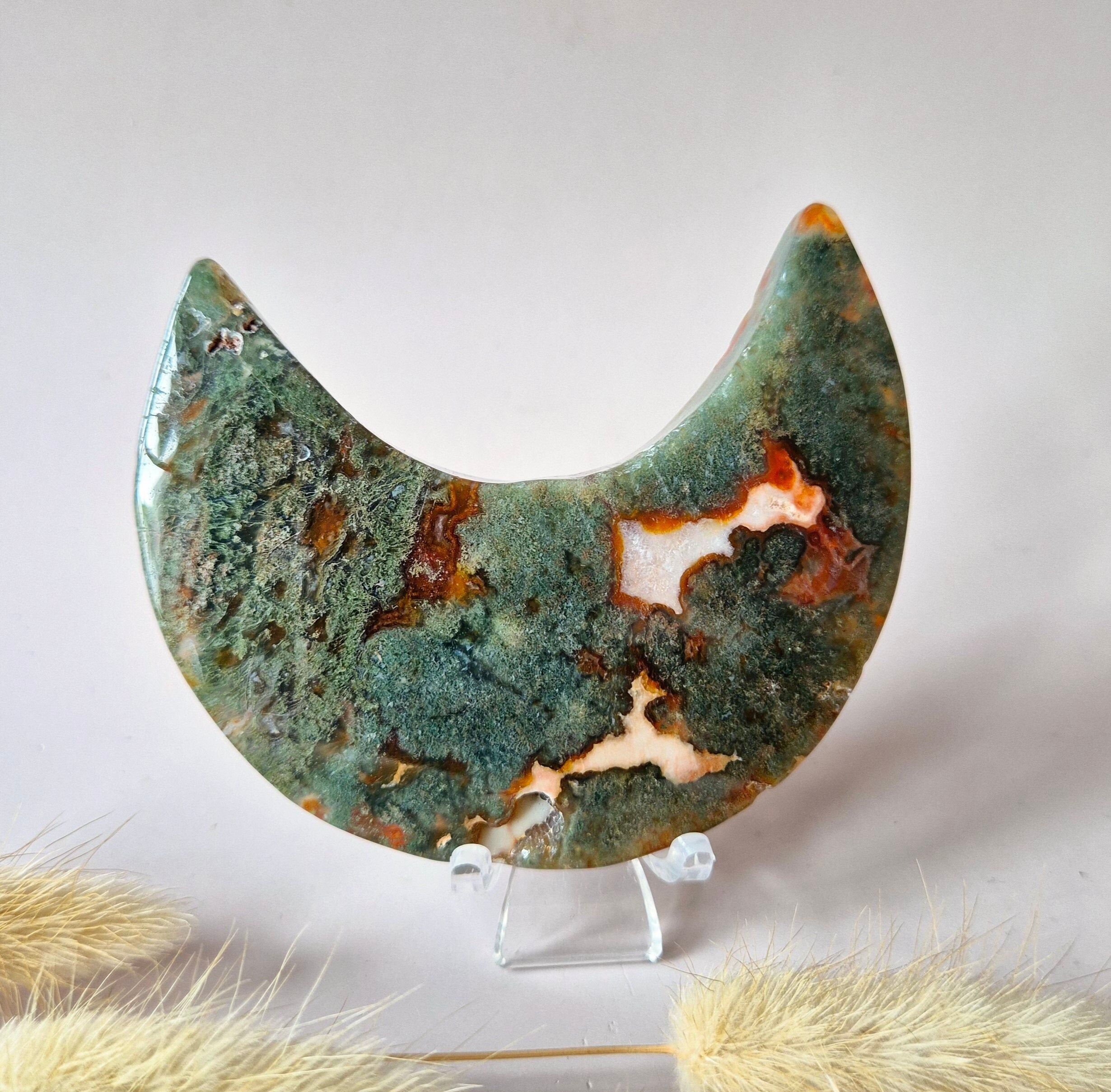 Agata muschiata rossa Druzy Moon (8-10 cm) su supporto – #38