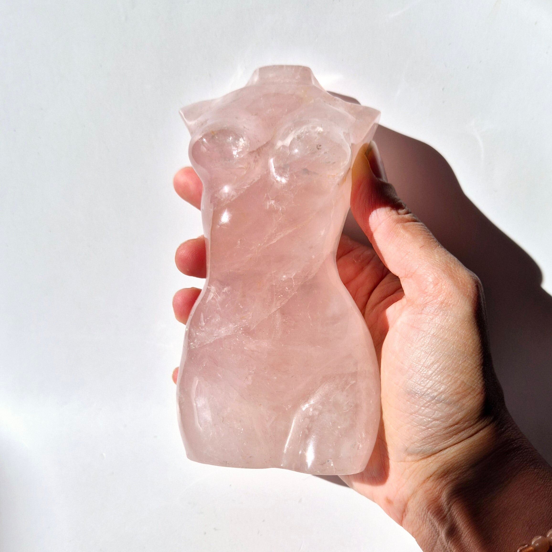 Buste femme XL en quartz rose – 13 cm – 650 g