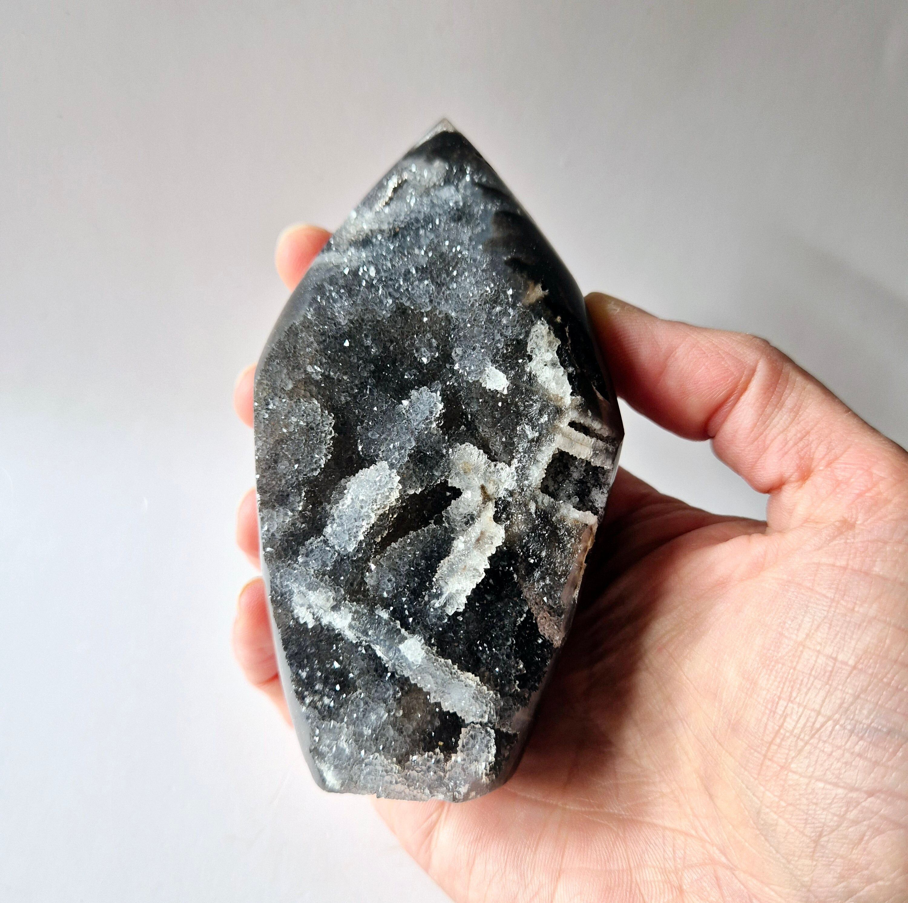 Pierre précieuse Druzy Sphalérite Flamme Sculpture #1 - 283g