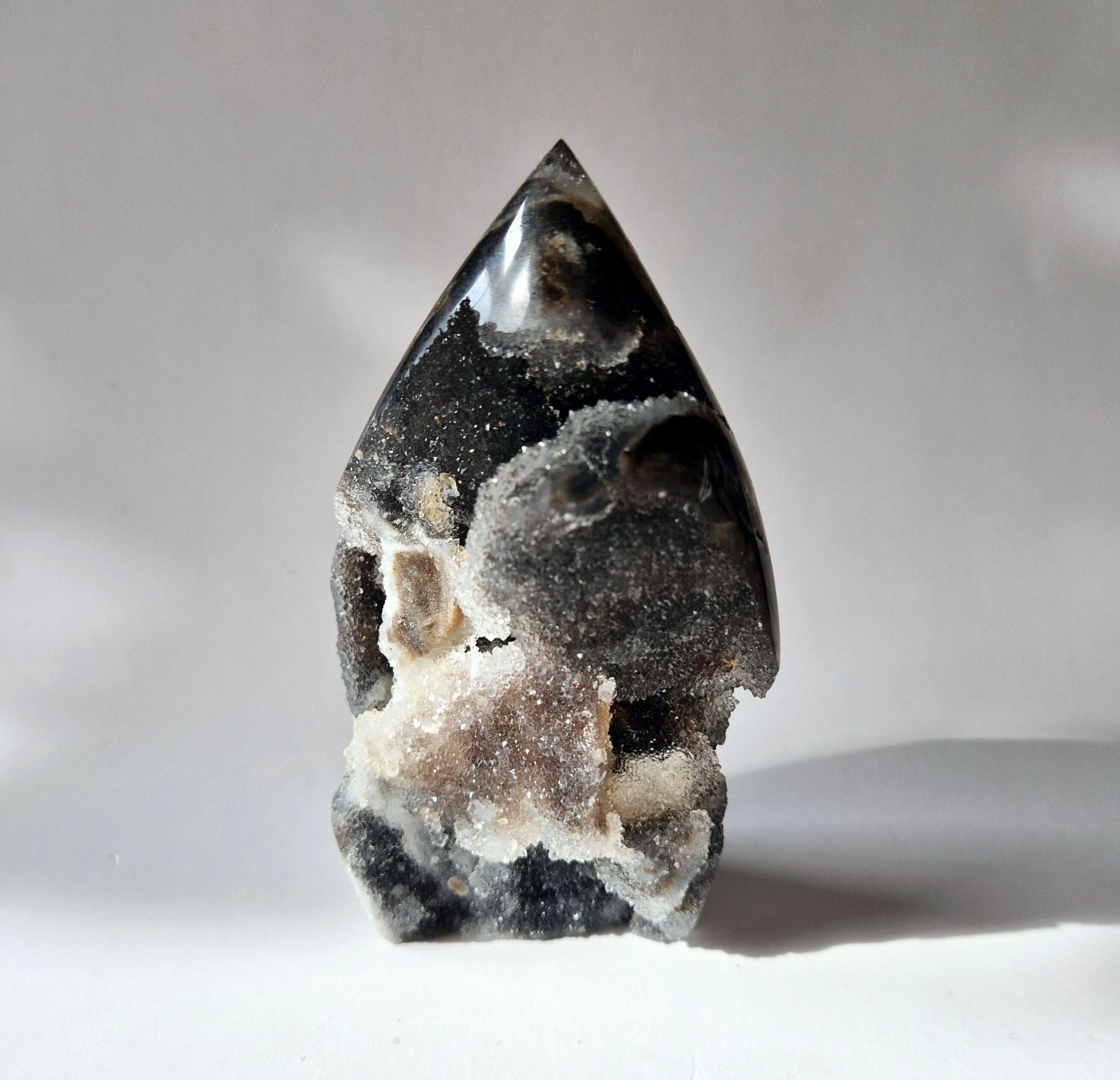 Pierre précieuse Druzy Sphalérite Flamme Sculpture #8 - 225 g