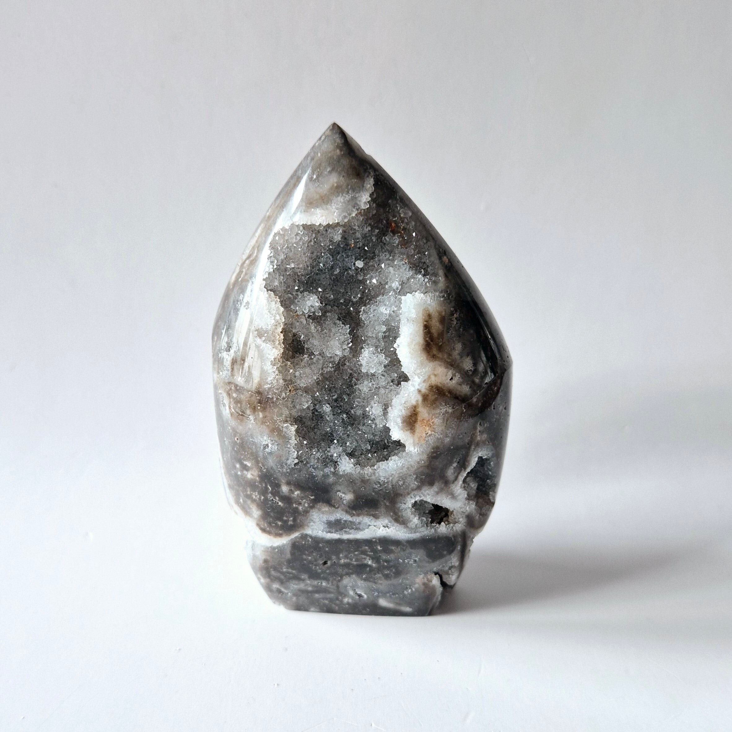 Scultura fiamma di sfalerite drusa di pietra preziosa n. 2 - 231 g