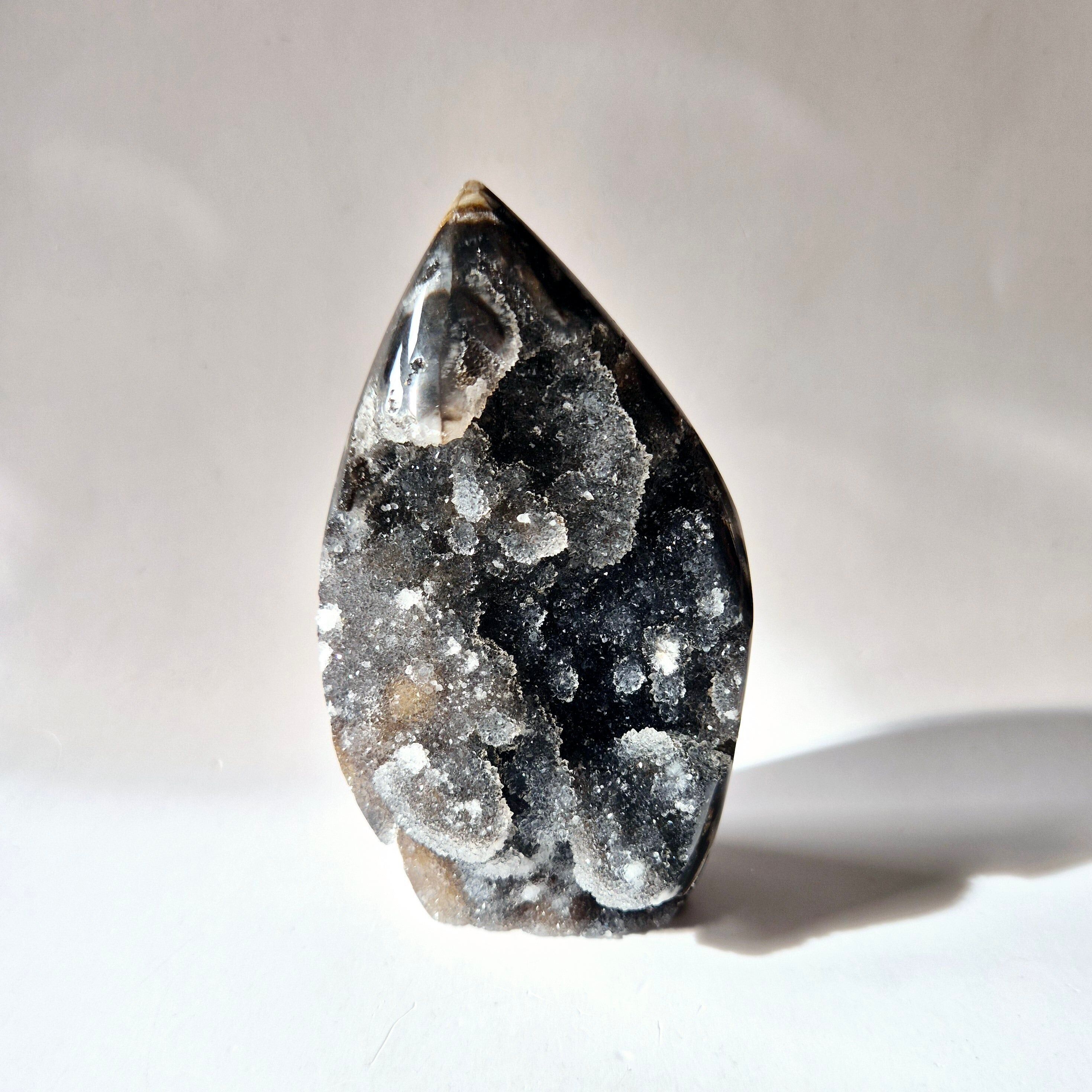 Pierre précieuse Druzy Sphalérite Flamme Sculpture #5 - 300g