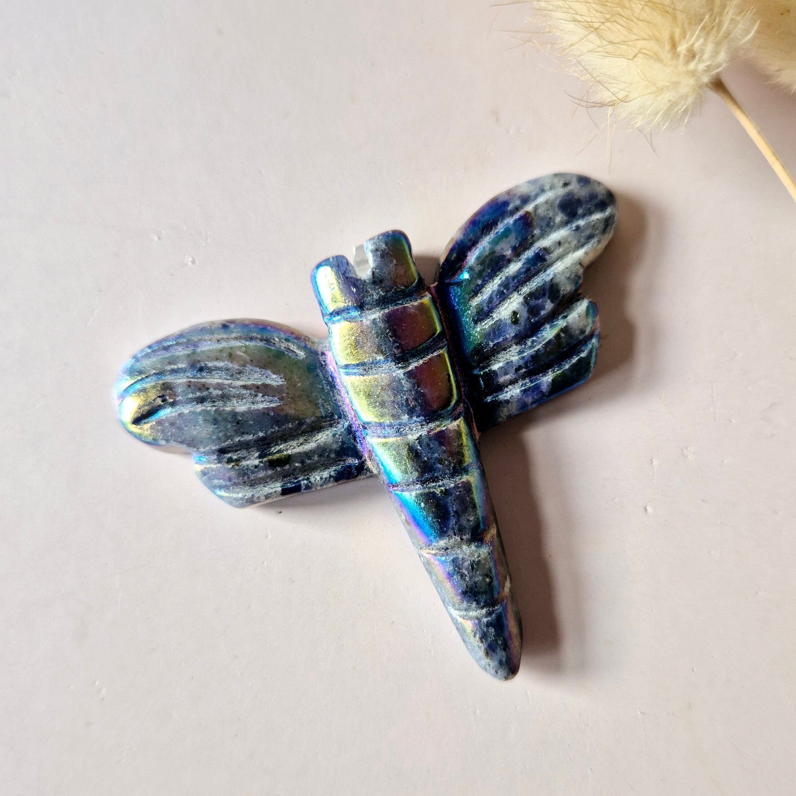 Angel Aura Dragonfly 5 cm – crystal carving in various types of stone Gemstone - Sodalite