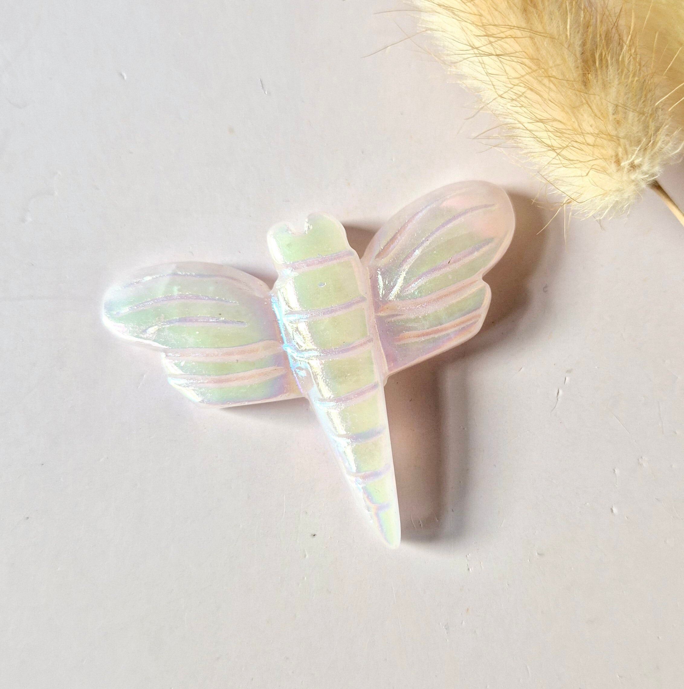 Libellule Angel Aura 5 cm – Sculpture en cristal de quartz rose dans divers types de pierre (copie)