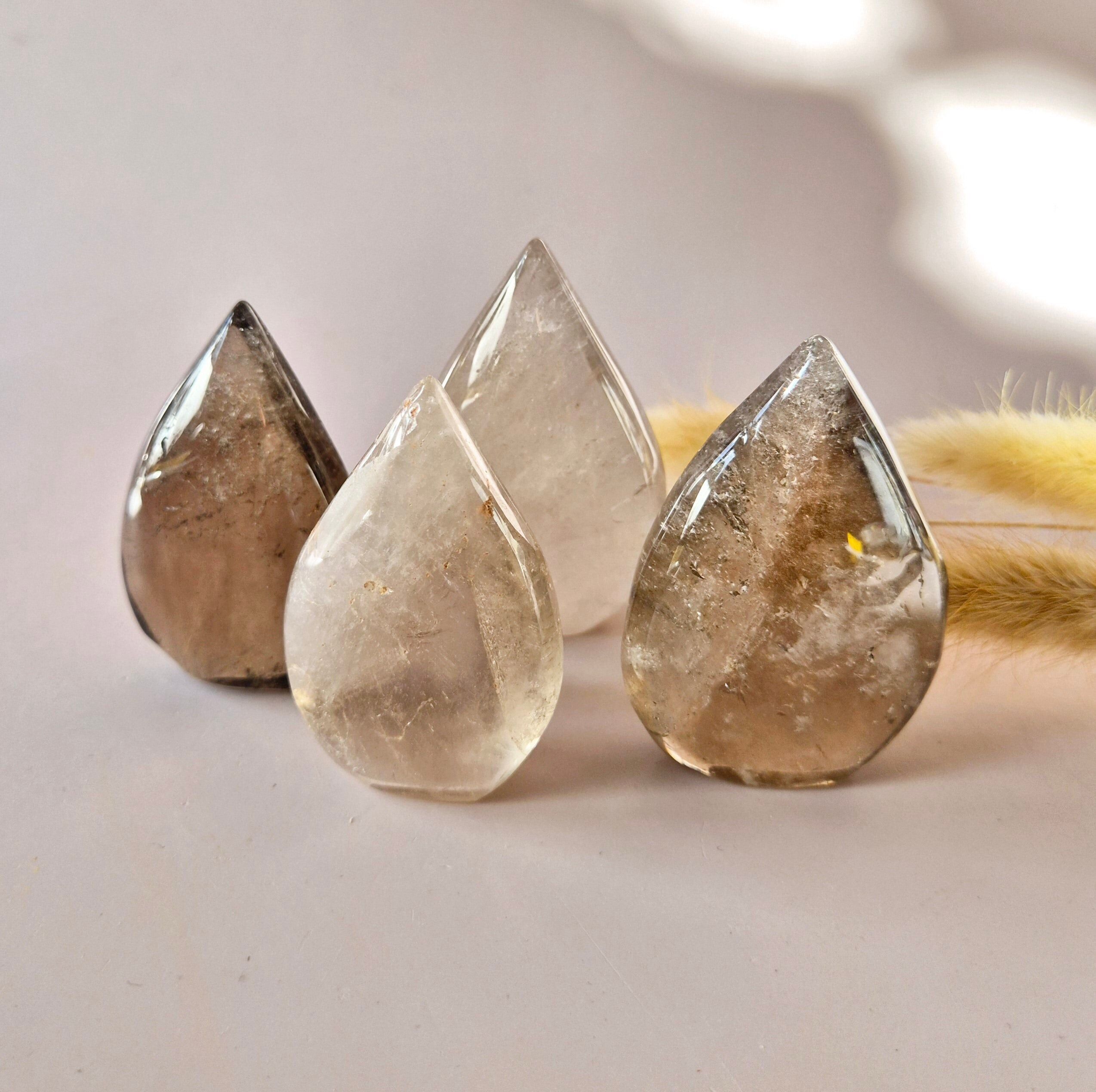 Fiamma di quarzo fumé – Fiamma di pietra preziosa trasparente (circa6–8 centimetri)