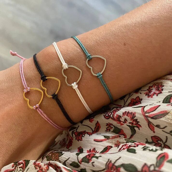 Heart-shaped steel knotted bracelet - grigri