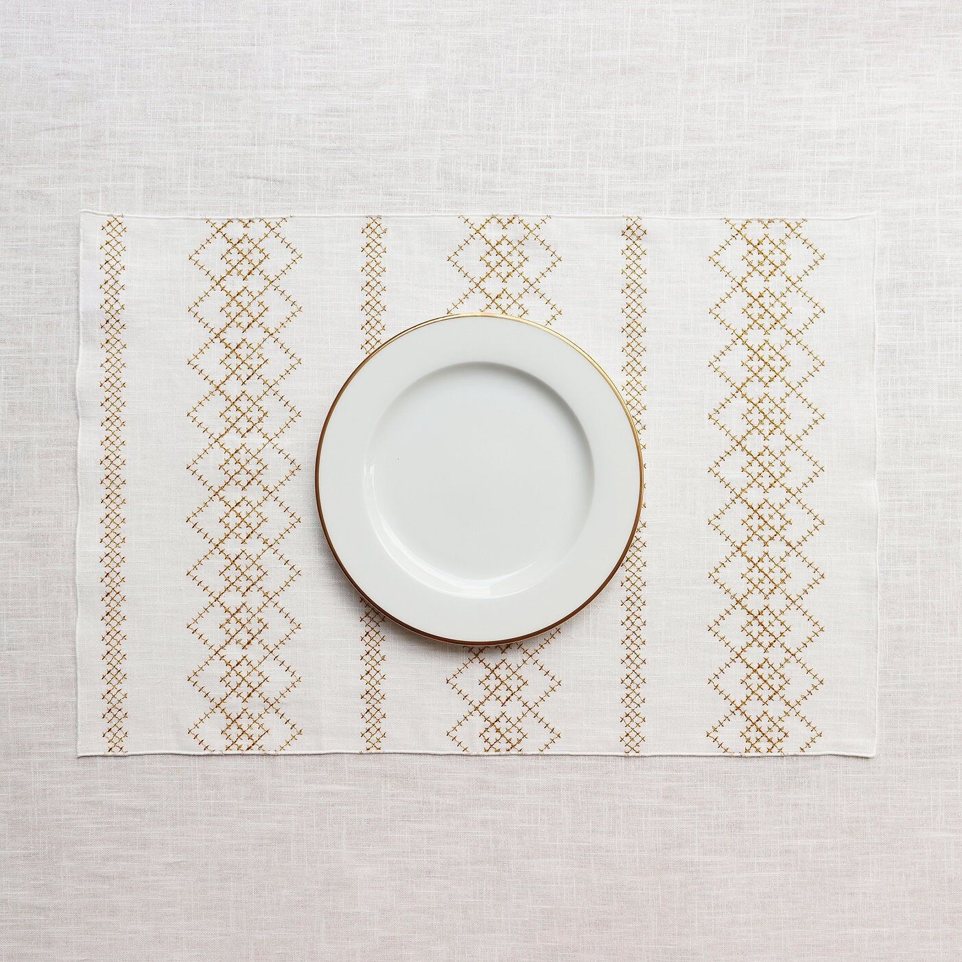 Pure linen placemat LOSANGA Forest Green