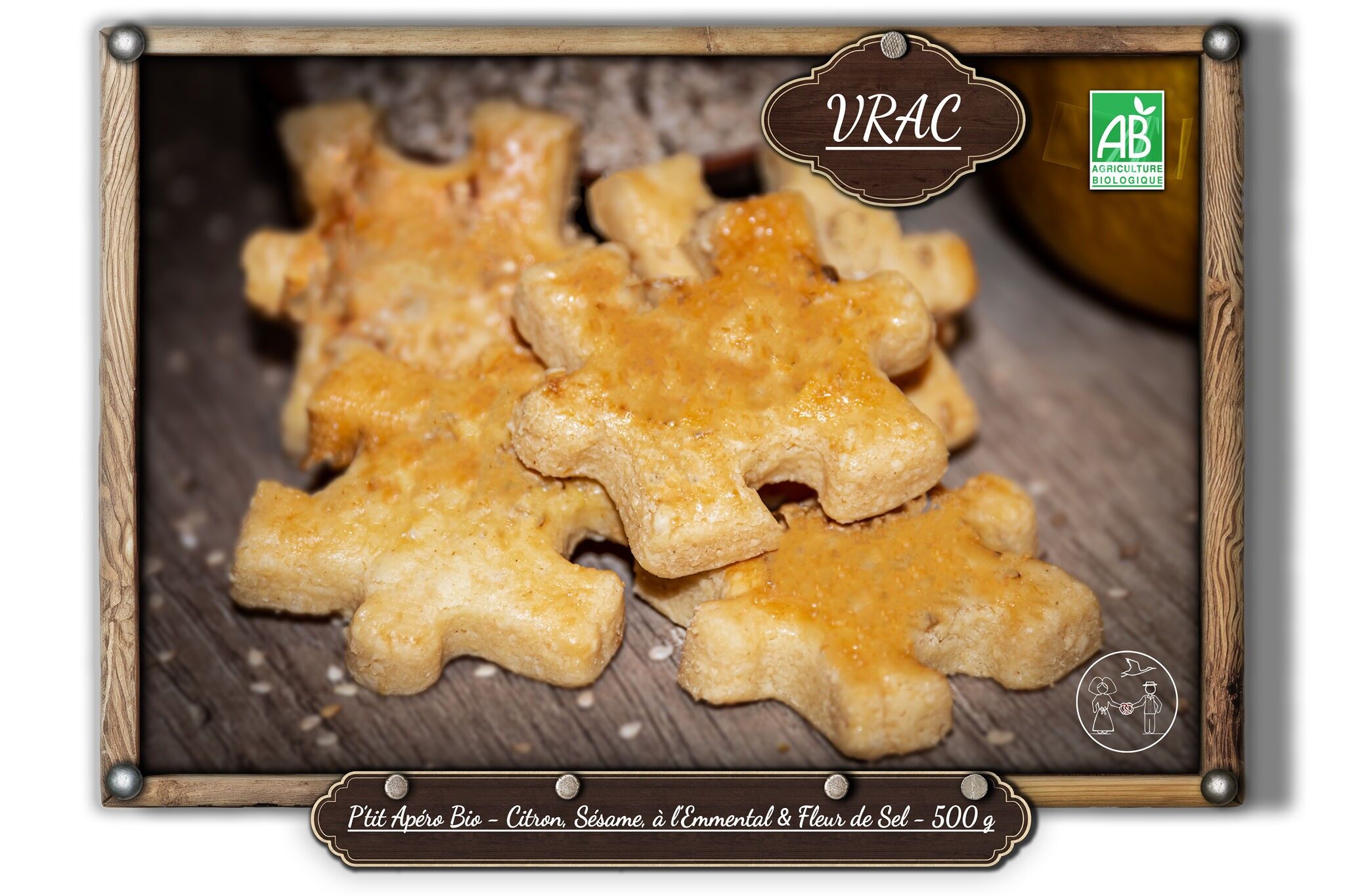 P'tit Apéro Bio – Zitrone, Sesam, mit Emmentaler und Fleur de Sel – 500 g (GROSSE)