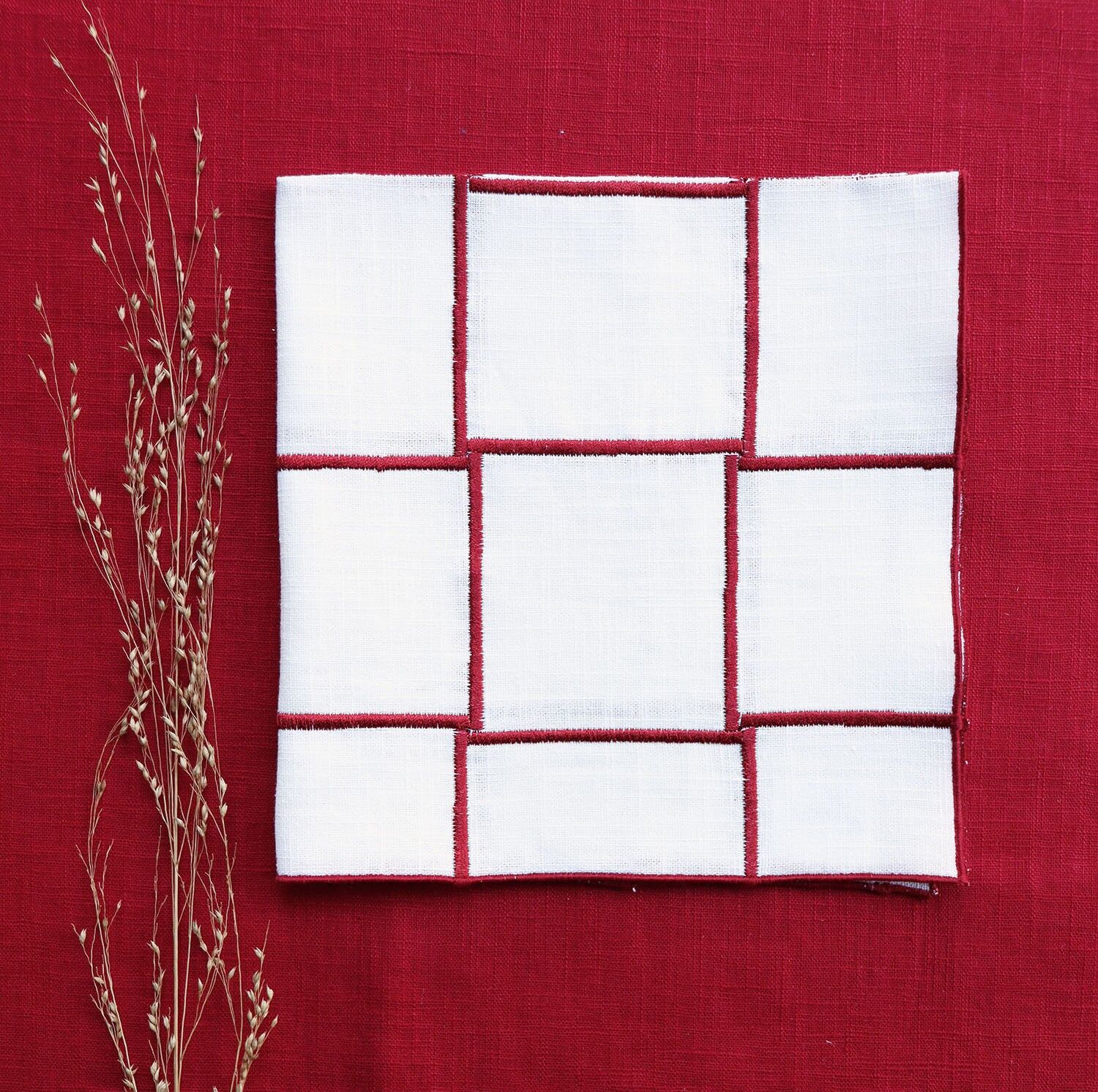Pure linen napkin QUADRO Red