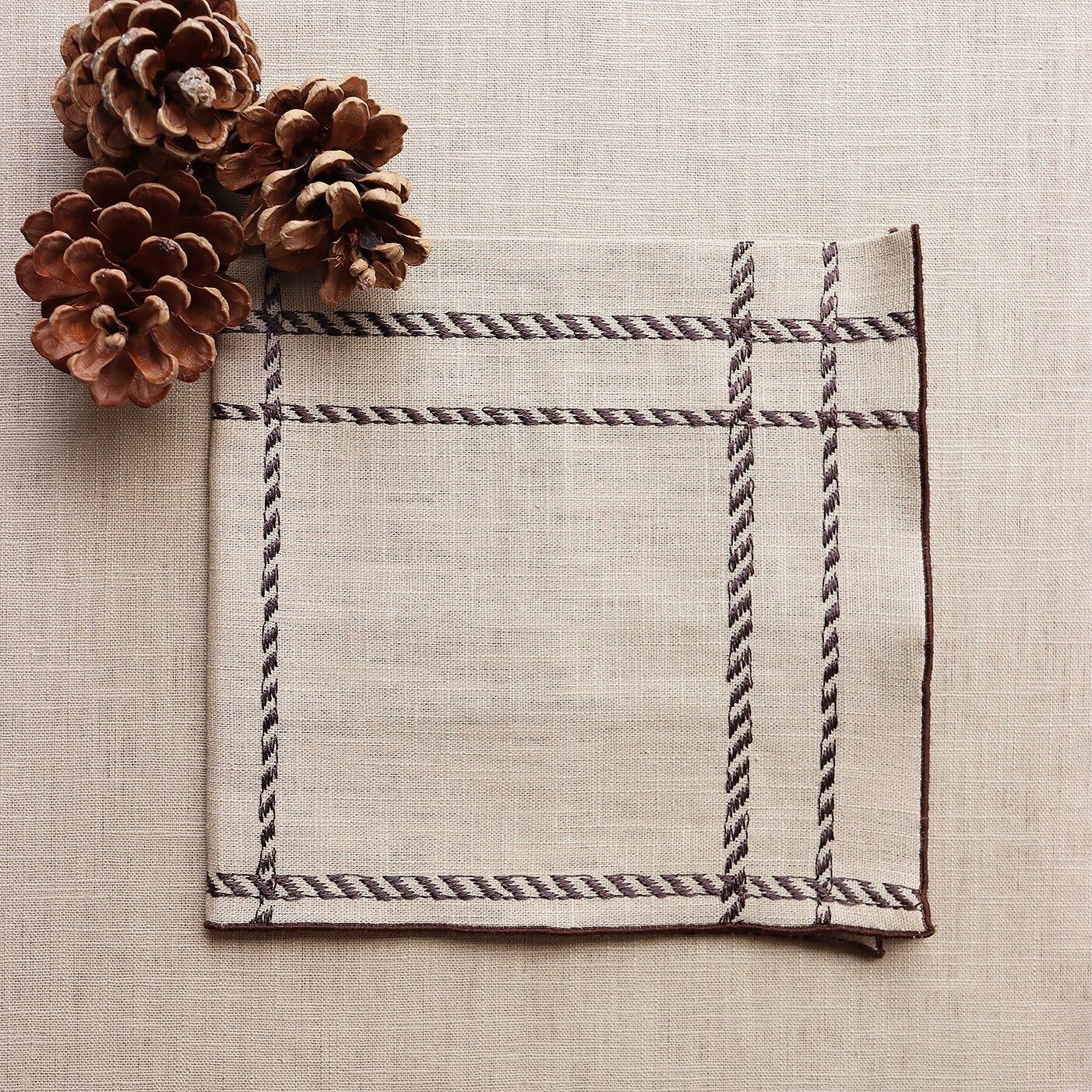 Tovagliolo in puro lino SCOZZESE Beige/Cioccolato