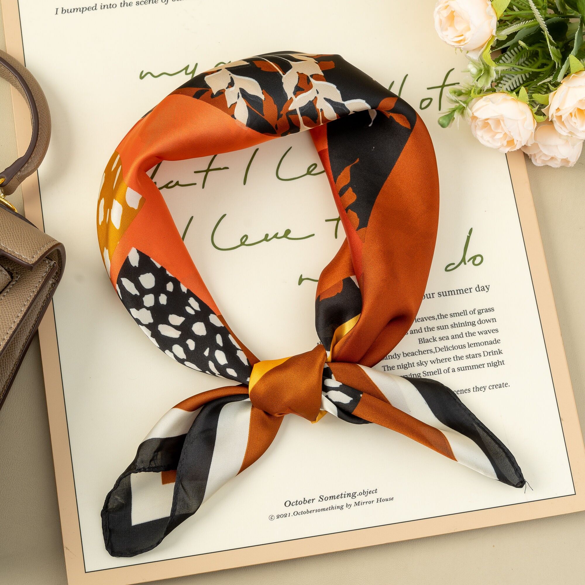 Square Scarf 70x70 Abstract Silk Effect and Shadows