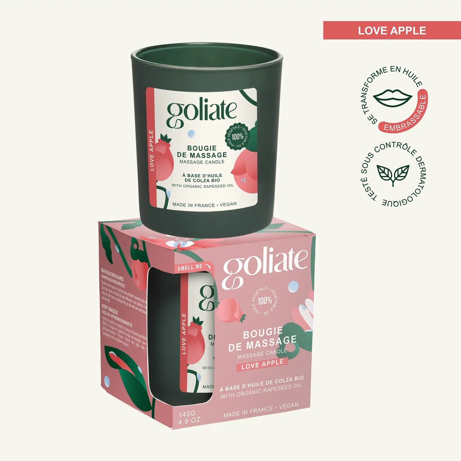 Organic kissable massage candle - intense fragrance - made in France