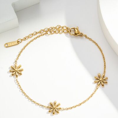Pulsera de flores Cadena fina Chic Elegancia Minimalista En acero