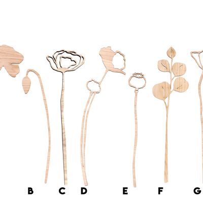 set 8 wooden flowers
