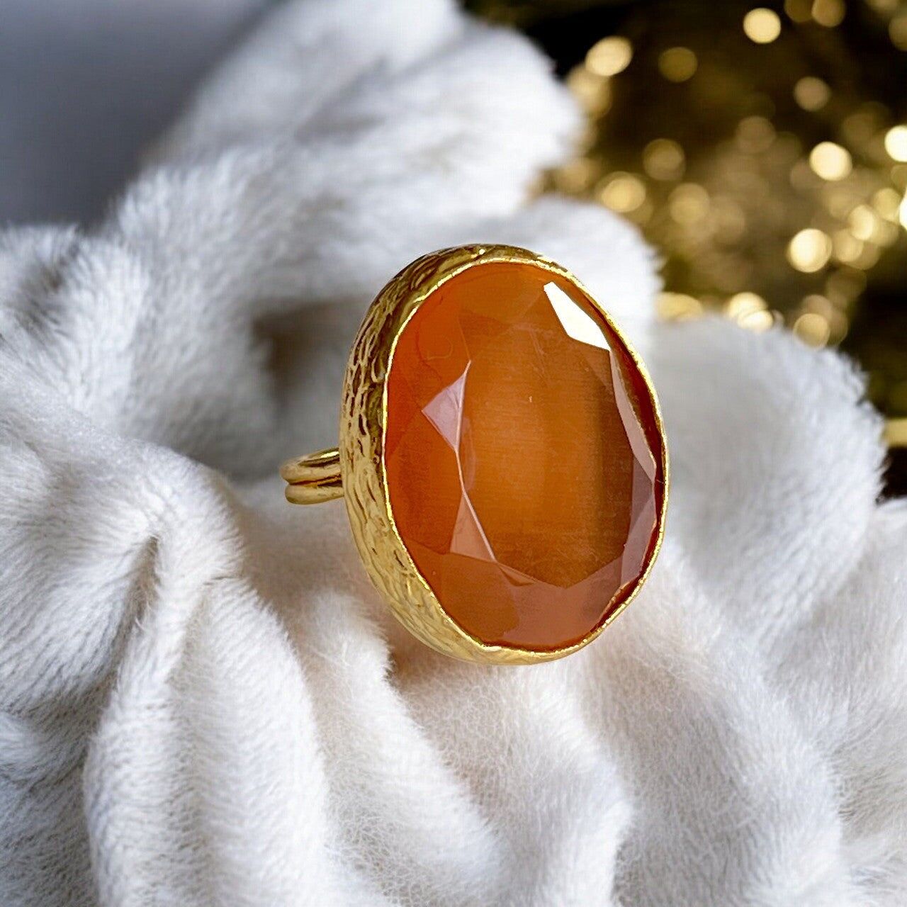 Bague "DIAMORA" pierre naturelle agate orange