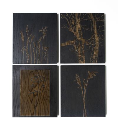tableaux scan nature noir set (4 pièces)