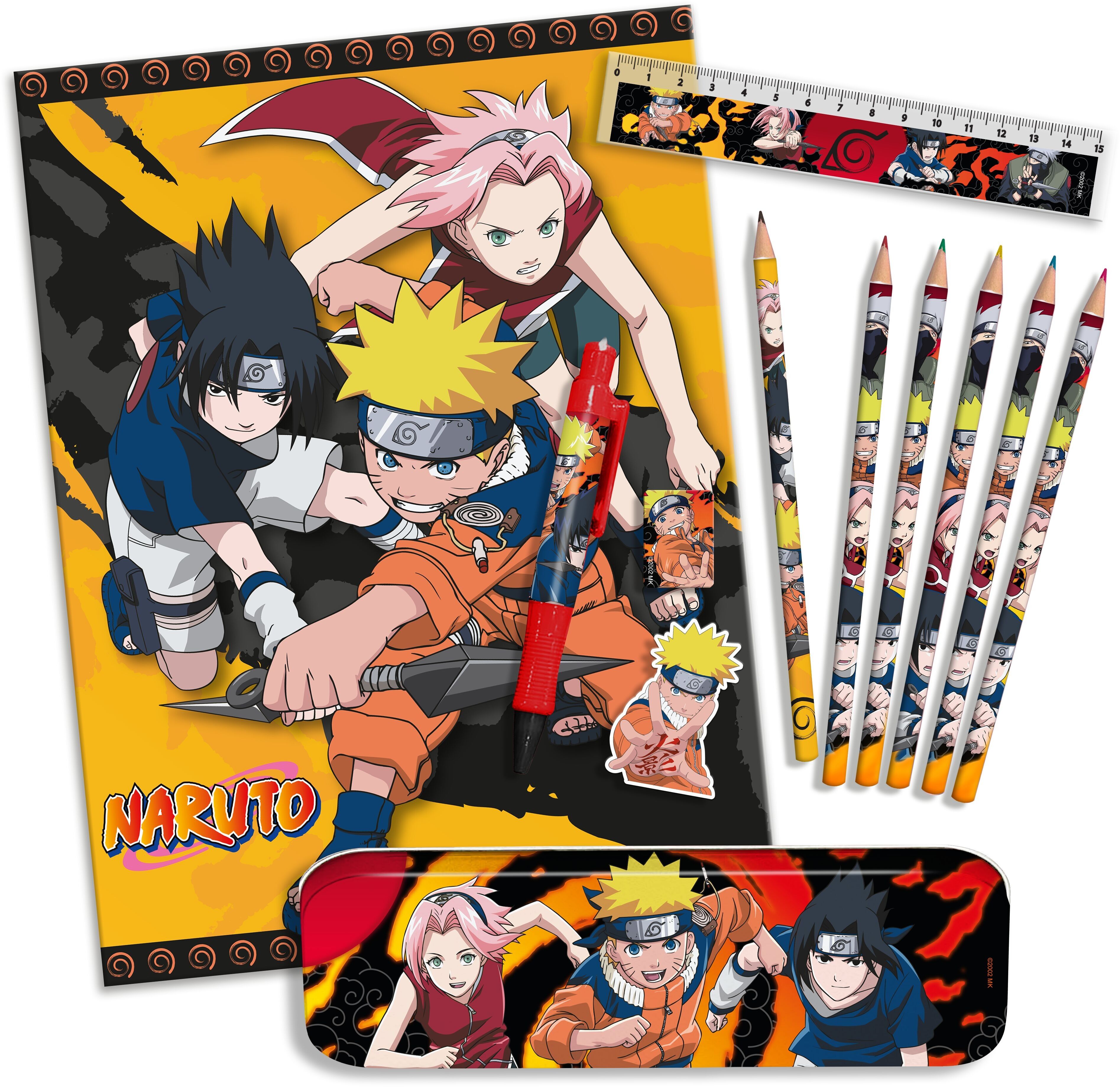 Metal trousse set + cahier + Naruto stationery accessories