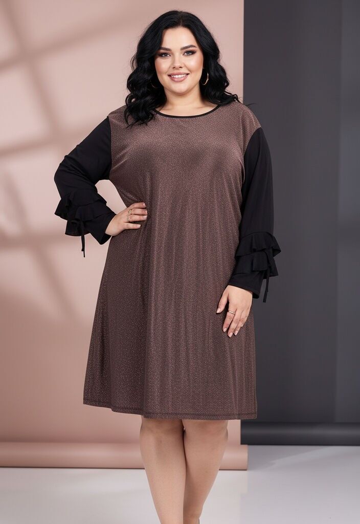 Bronzenes Strasskleid in Übergröße (T3654)