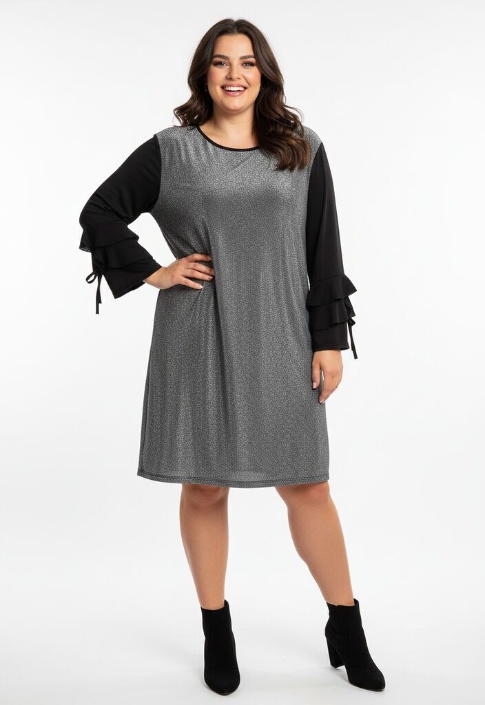 Silbernes Strasskleid in Übergröße (T3654)