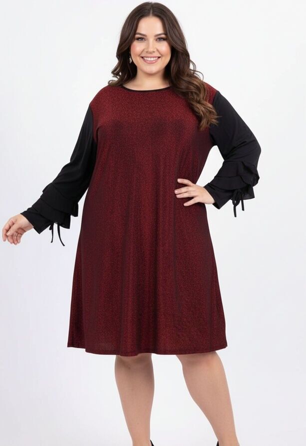 Rotes Strasskleid in Übergröße (T3654)