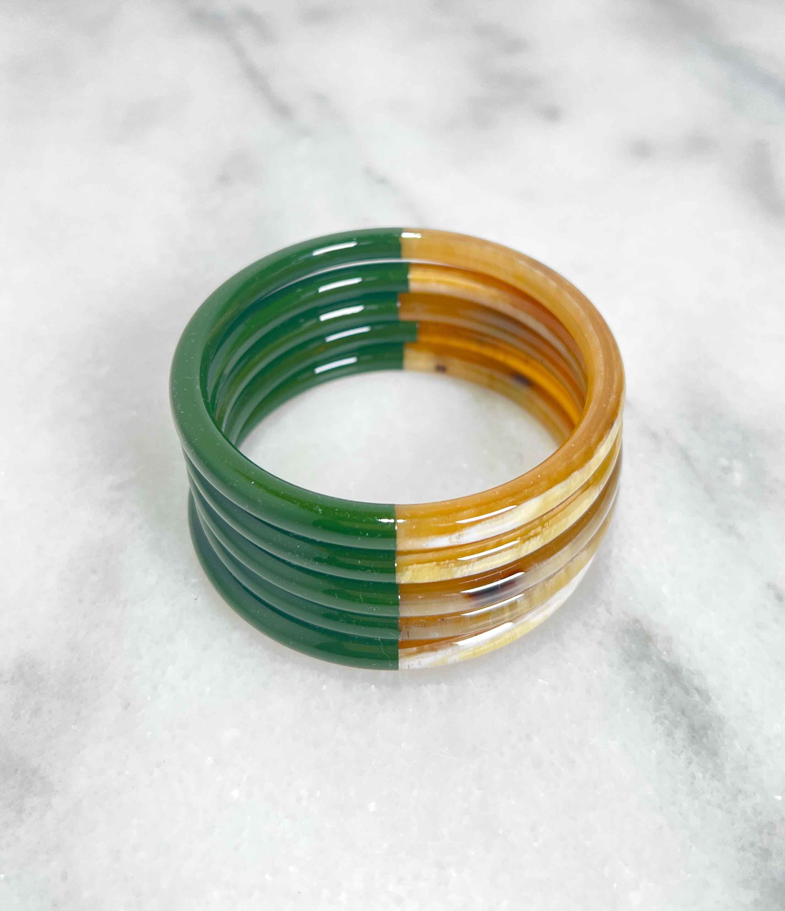 Bracciale in vero corno verde scuro