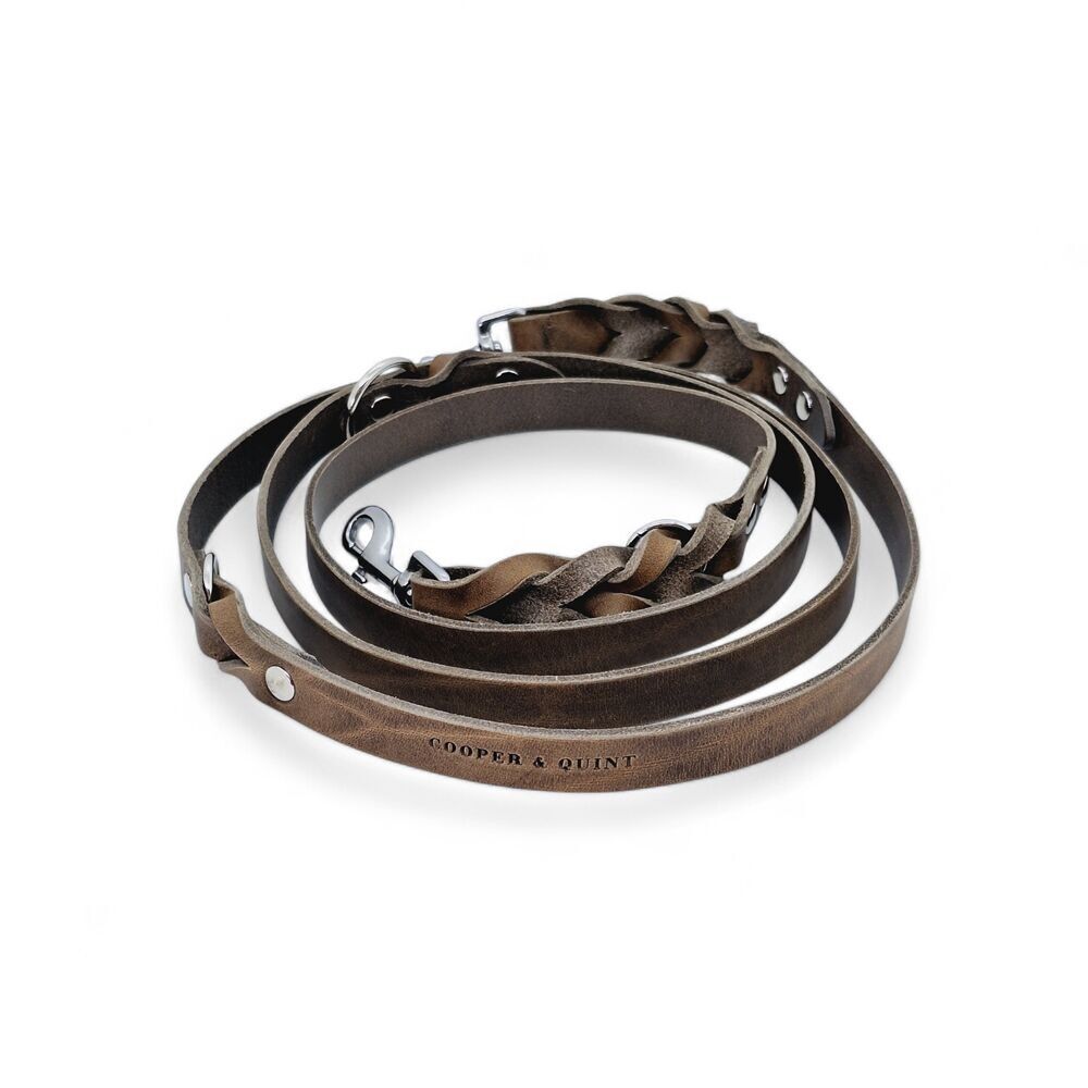 Guinzaglio regolabile in pelle per cani Twisted Switch | Pietra