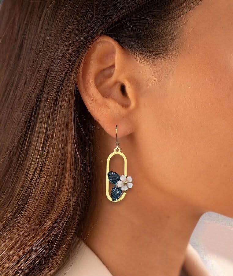 Orecchini Eloise in madreperla rosa e topazio colorato