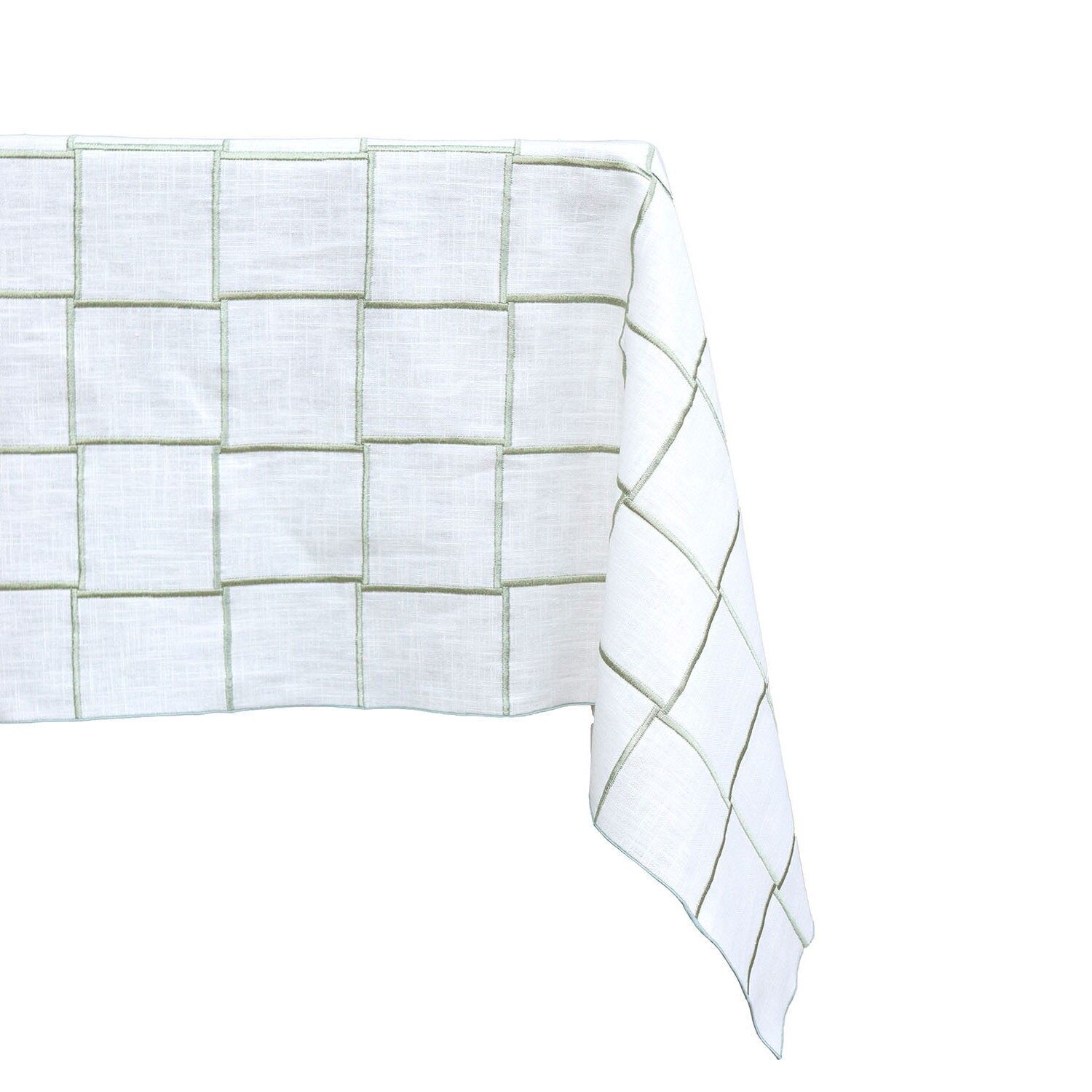 Sage Green QUADRO Pure Linen Tablecloth