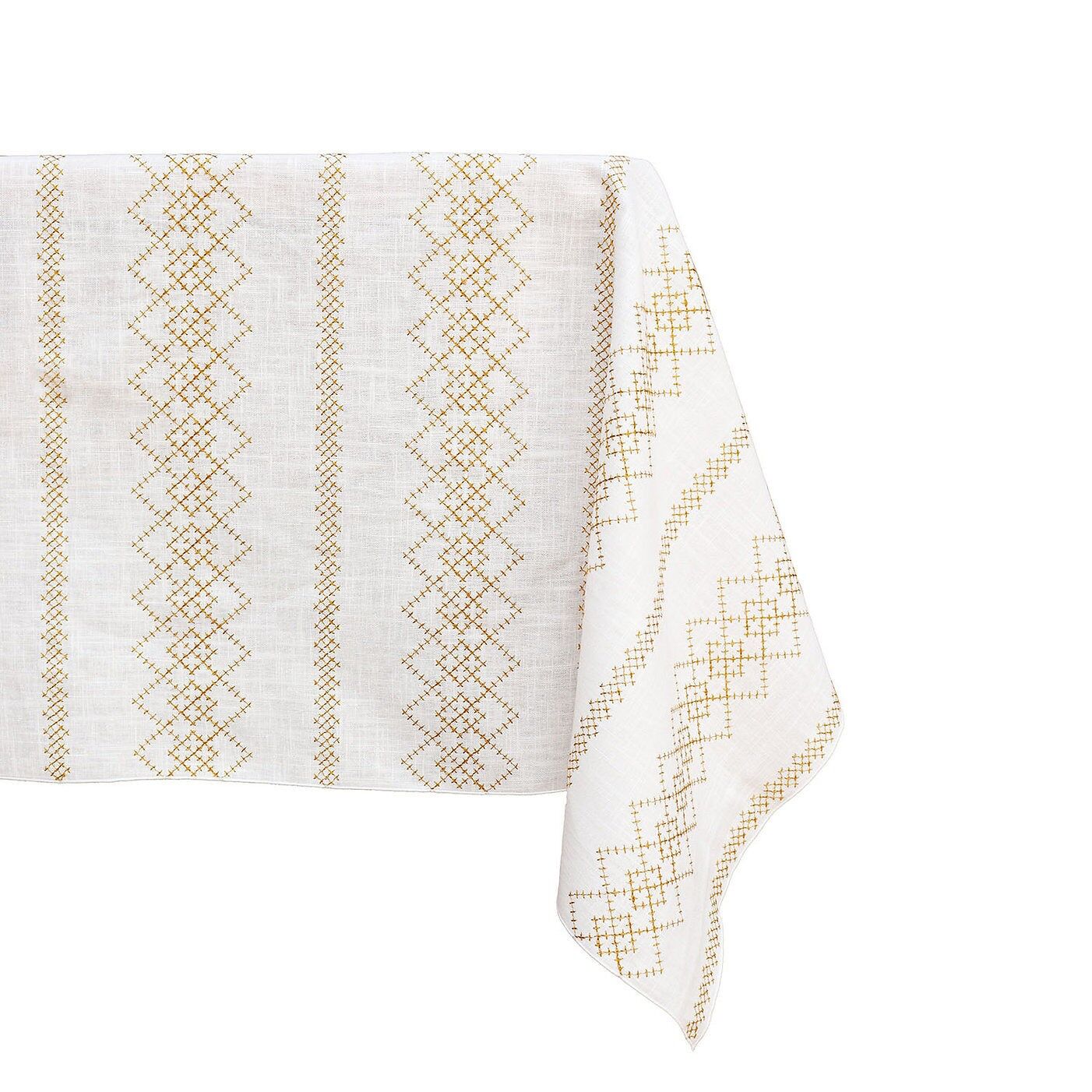 Pure linen tablecloth LOSANGA Gold