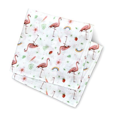 2 chiffons hydrophiles flamant rose - 60cm