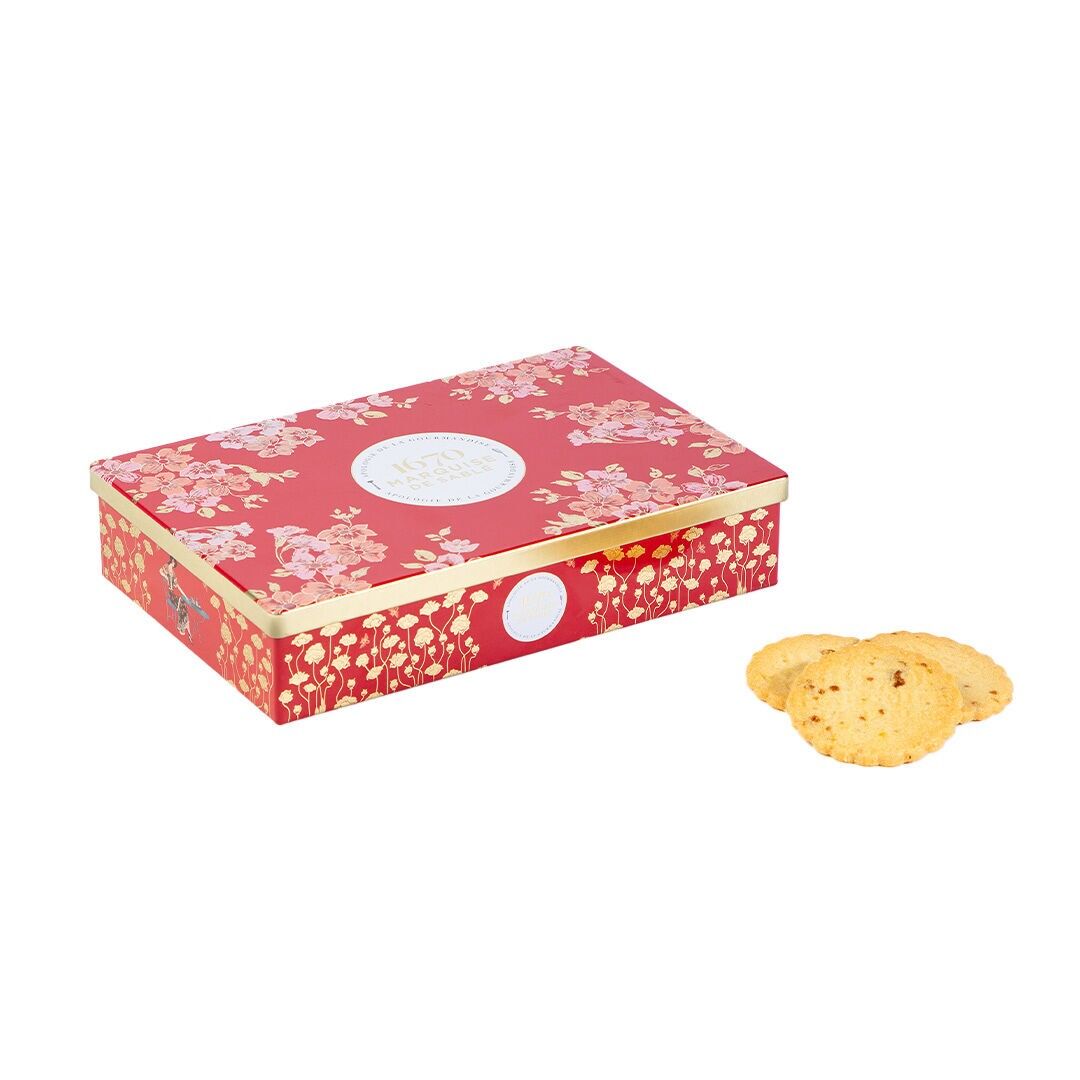 Salted caramel shortbread biscuits - "Les Folies" metal tin 150g