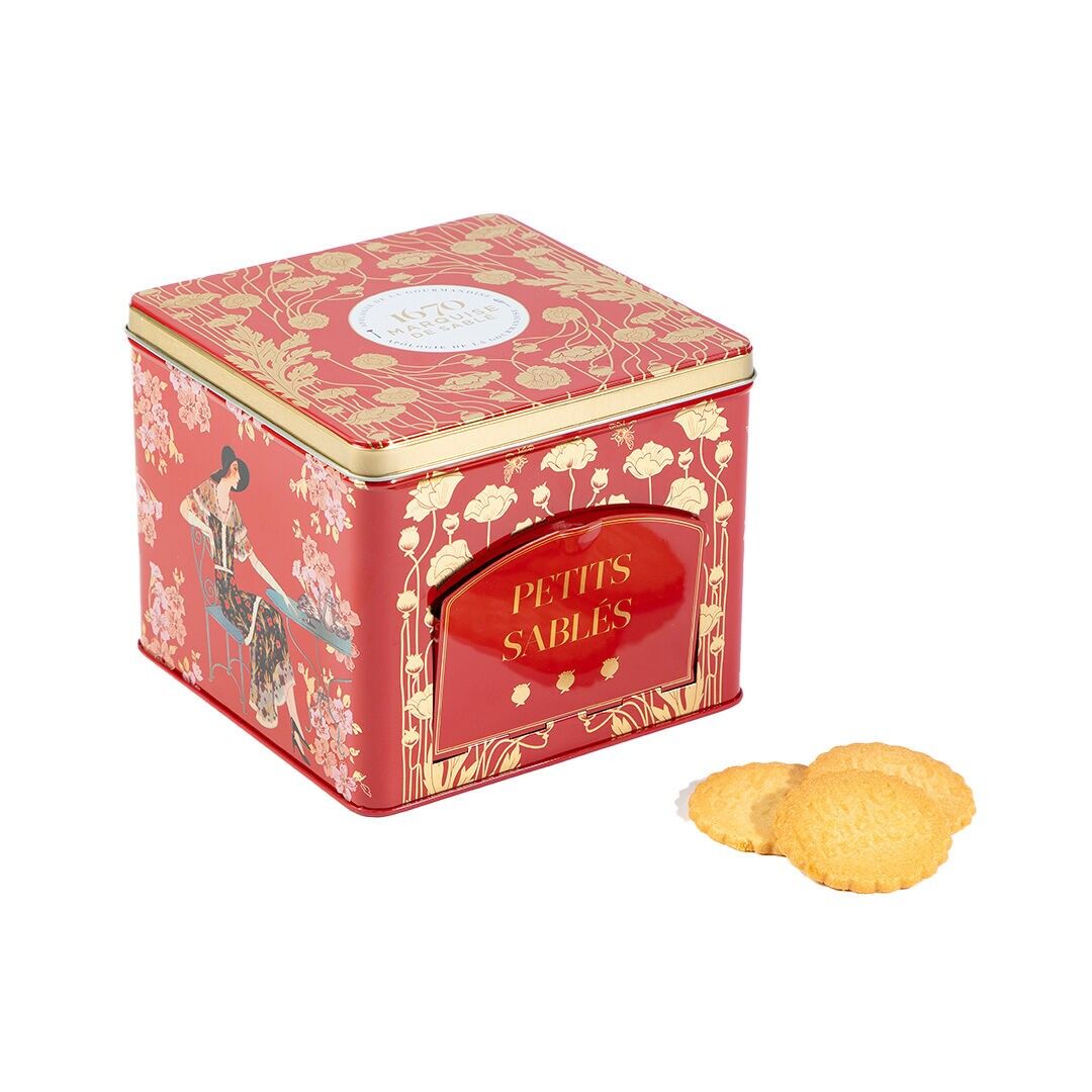 Einfache Shortbread-Kekse mit reiner frischer Butter und gesalzenen Butterkaramellstückchen - "Les Folies" 300g Metallspenderbox